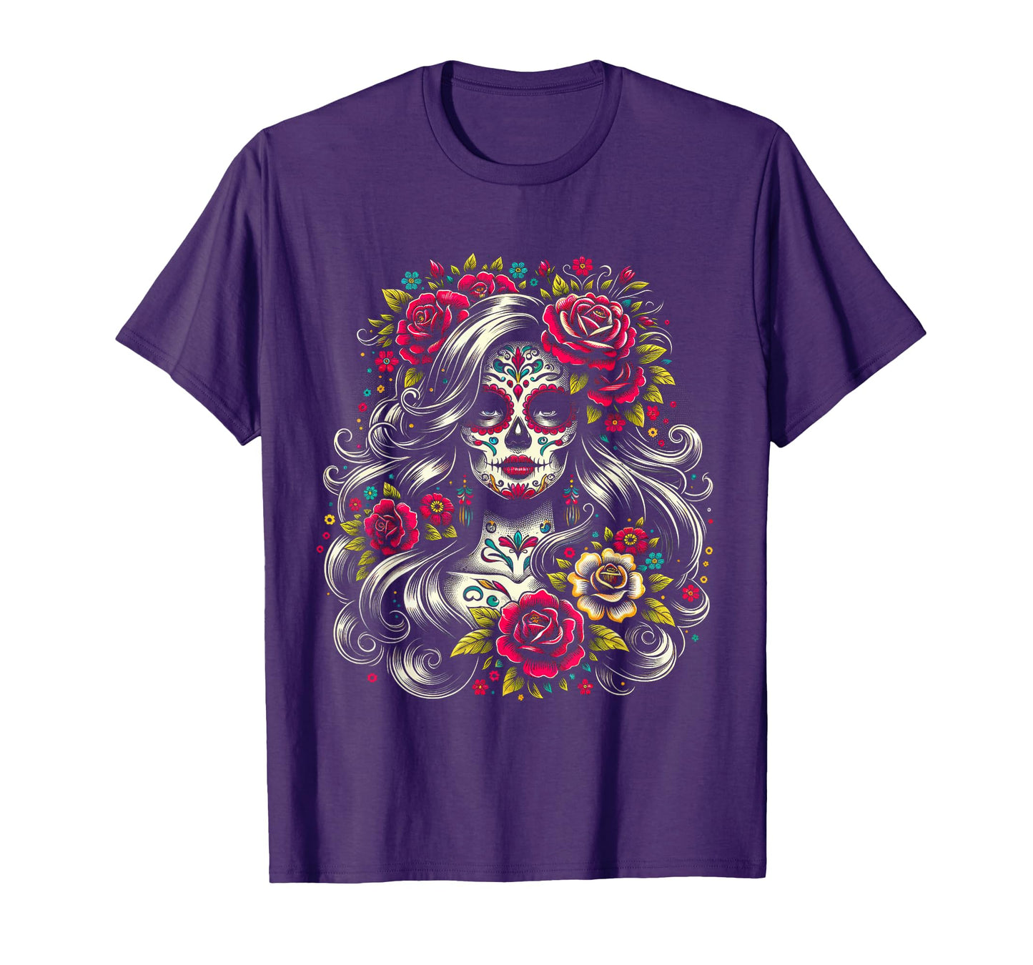 De Los Muertos La Catrina Day of the Dead Sugar Skull Women T-Shirt