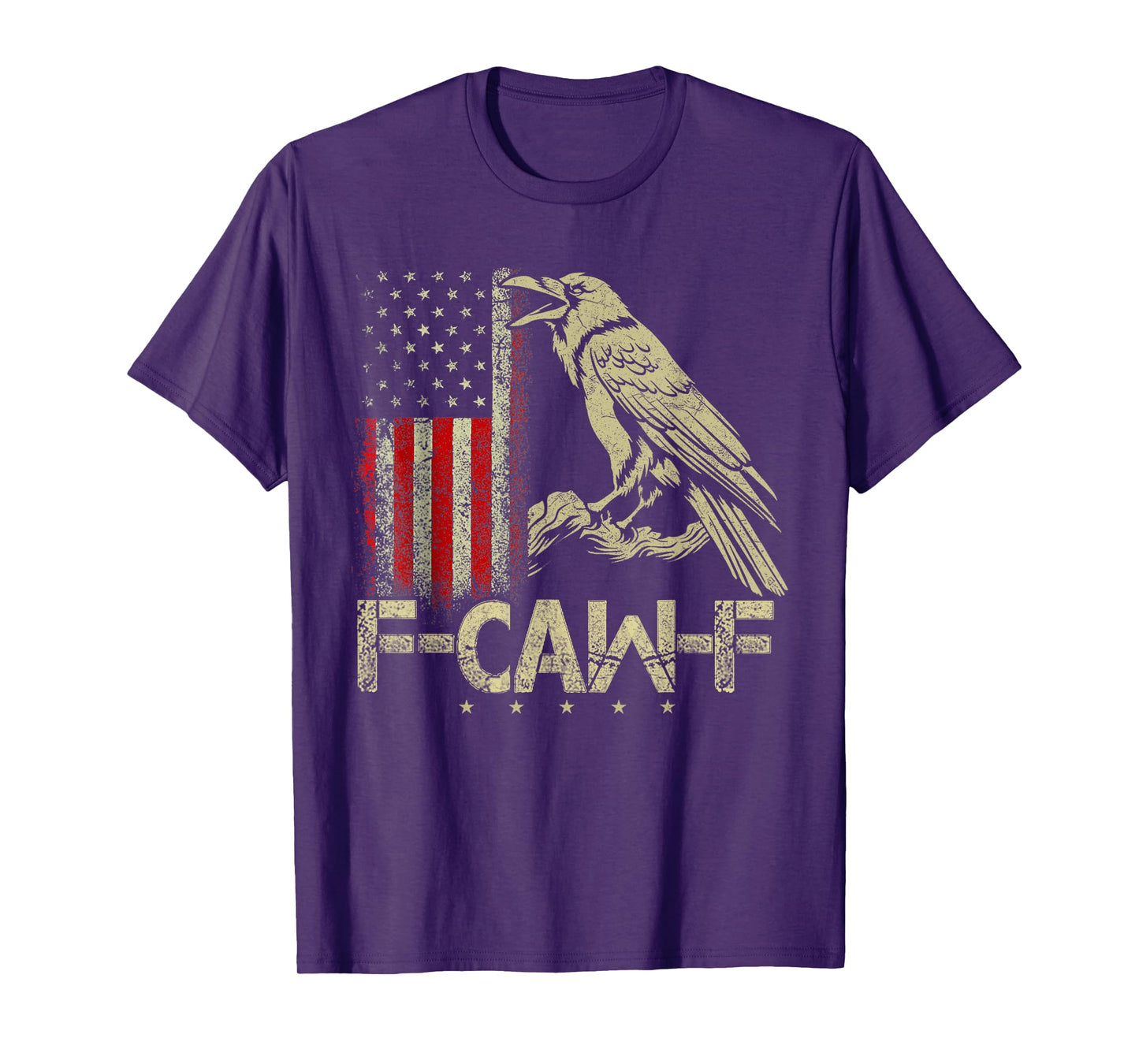 F-Caw-F Black Crow Black Bird, Vintage USA Flag F-Caw-F Crow T-Shirt