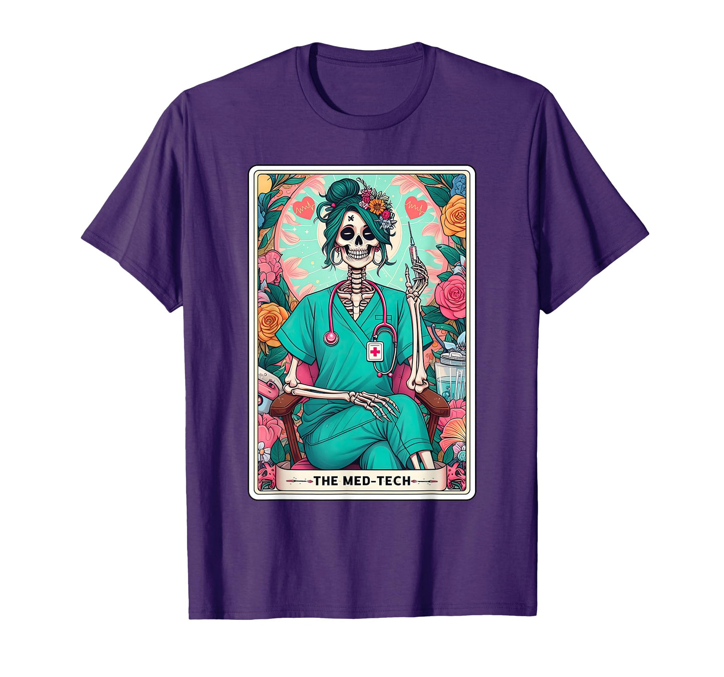 The Med Tech Tarot Card Skeleton Medication Aide CMA Nursing T-Shirt
