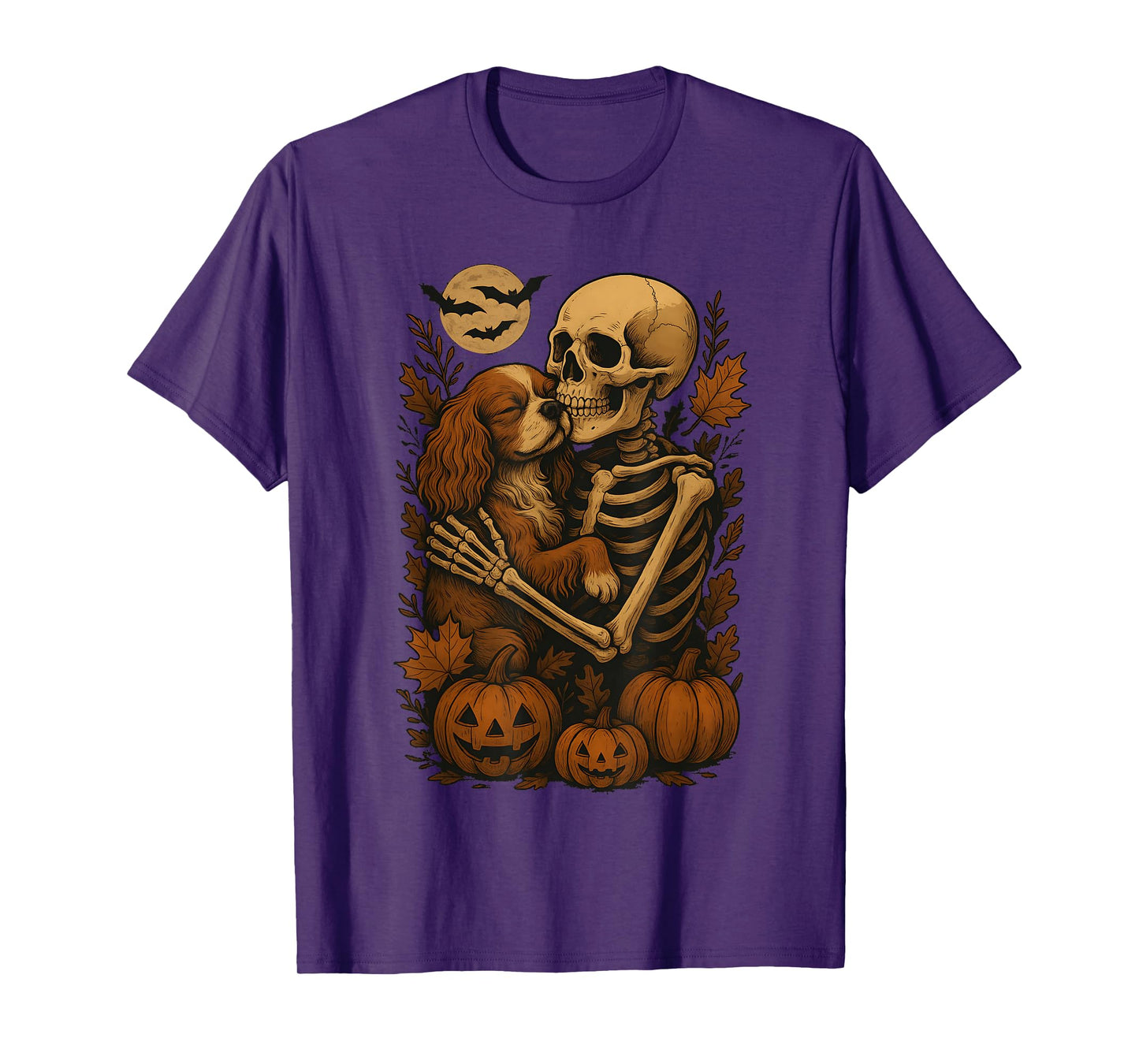 Skeleton Hugging Cavalier King Charles Spaniel T-Shirt