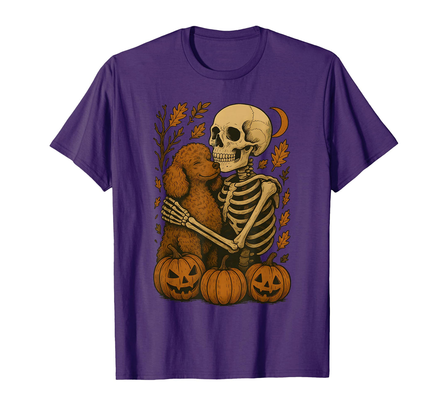 Skeleton Hugging Poodle T-Shirt