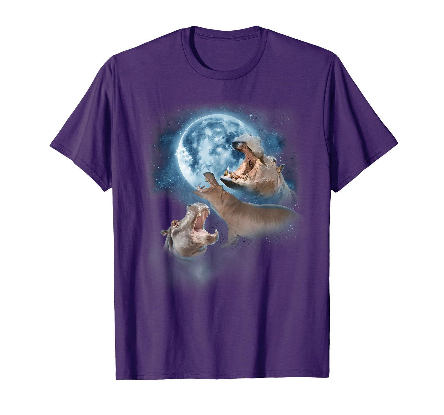 Funny Hippo Shirt - Hippos Howling at the Moon T-Shirt