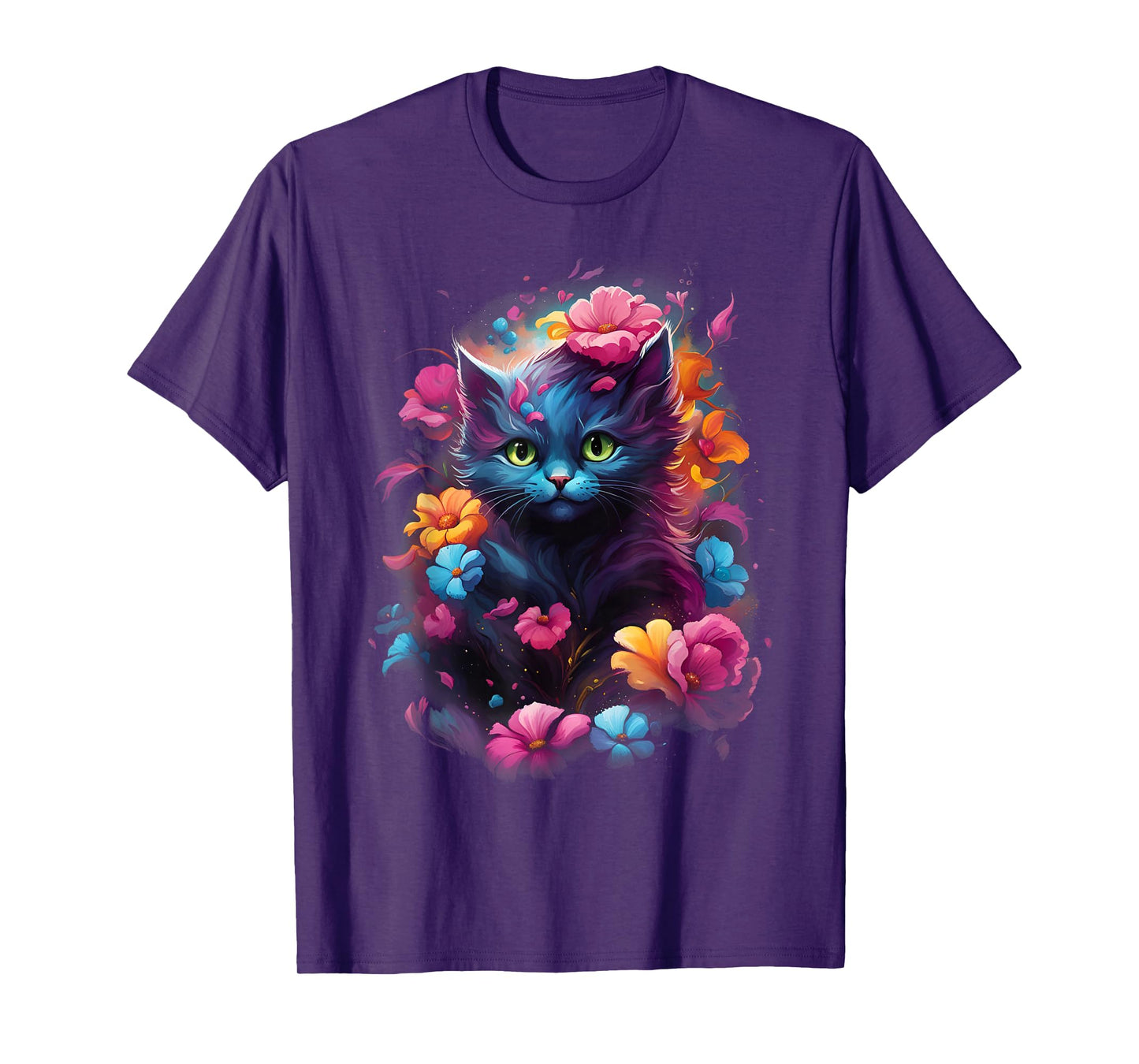 MyAnimal - Cute Cat in Colourful Flowers T-Shirt