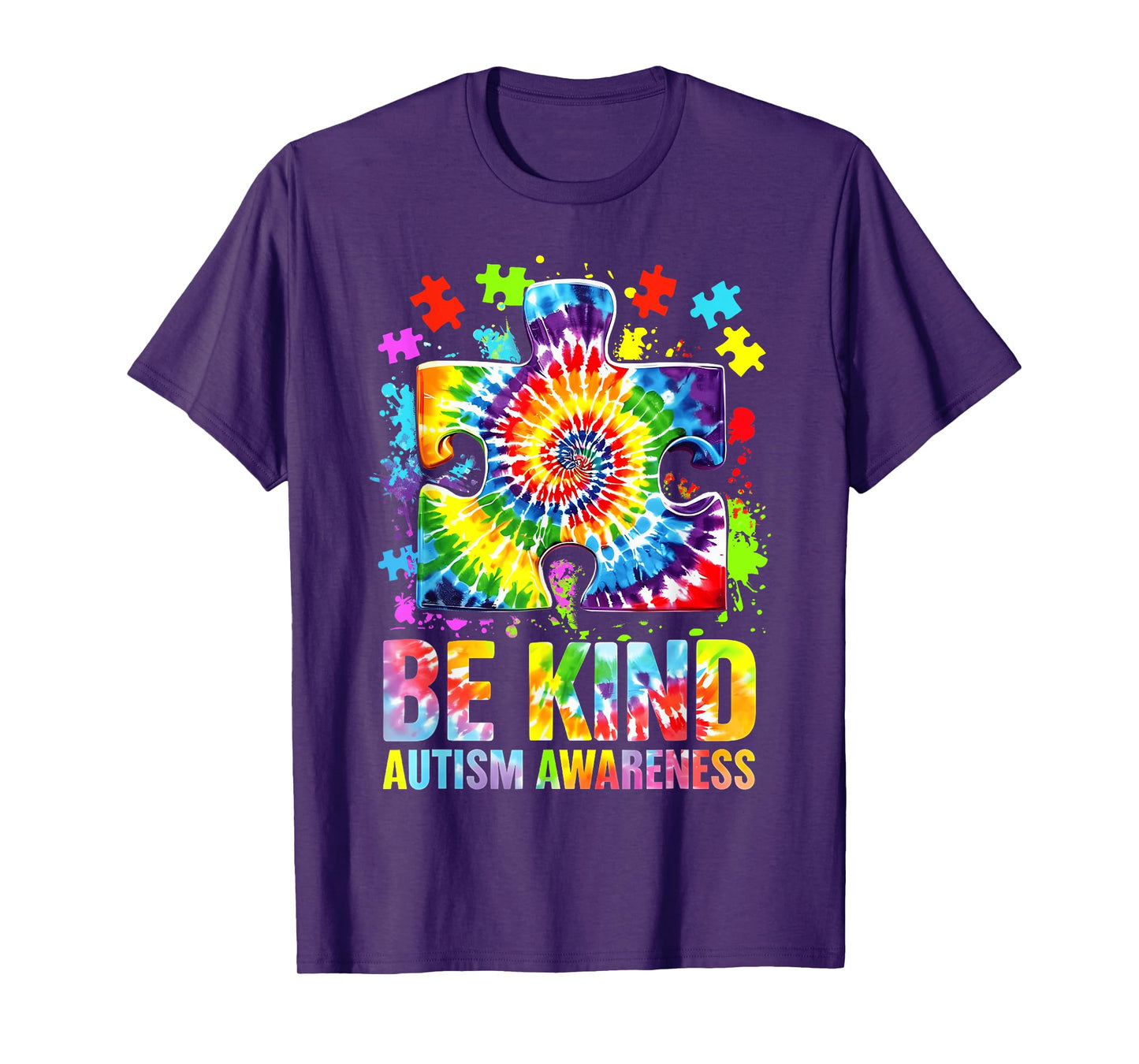 Be Kind Puzzle Tie Dye Autism Awareness Men Women Boy Girl T-Shirt