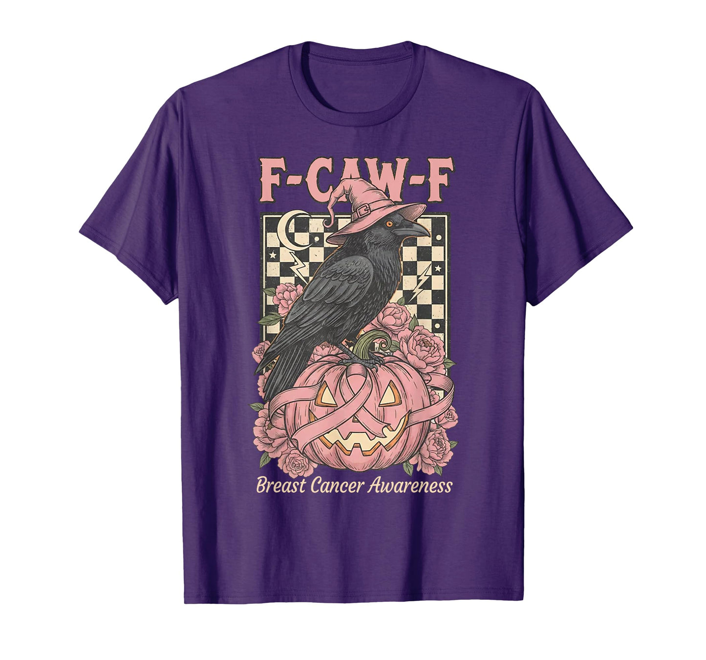 F-CAW-F Crow Breast Cancer Awareness Halloween Pumpkin T-Shirt