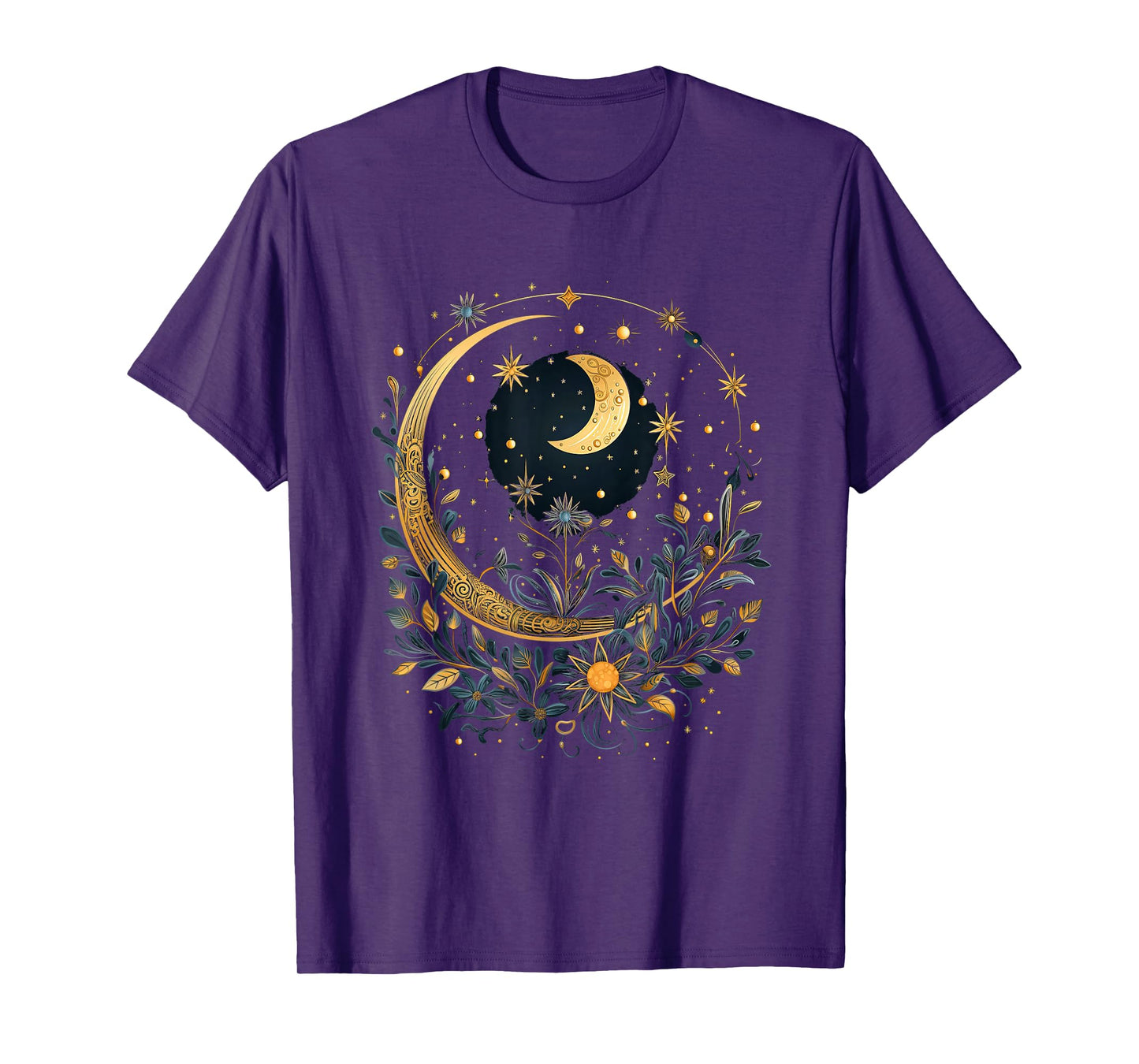 mystic sun and moon woman mystical flowers aesthetic T-Shirt