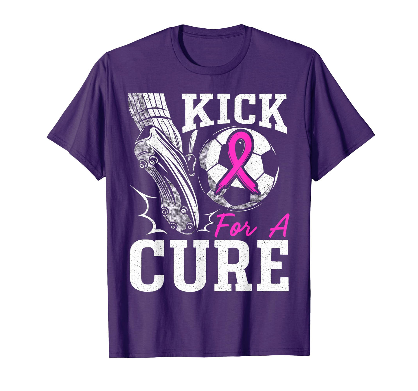Kick for A Cure Breast Cancer Awareness Pink Ribbon Soccer T-Shirt