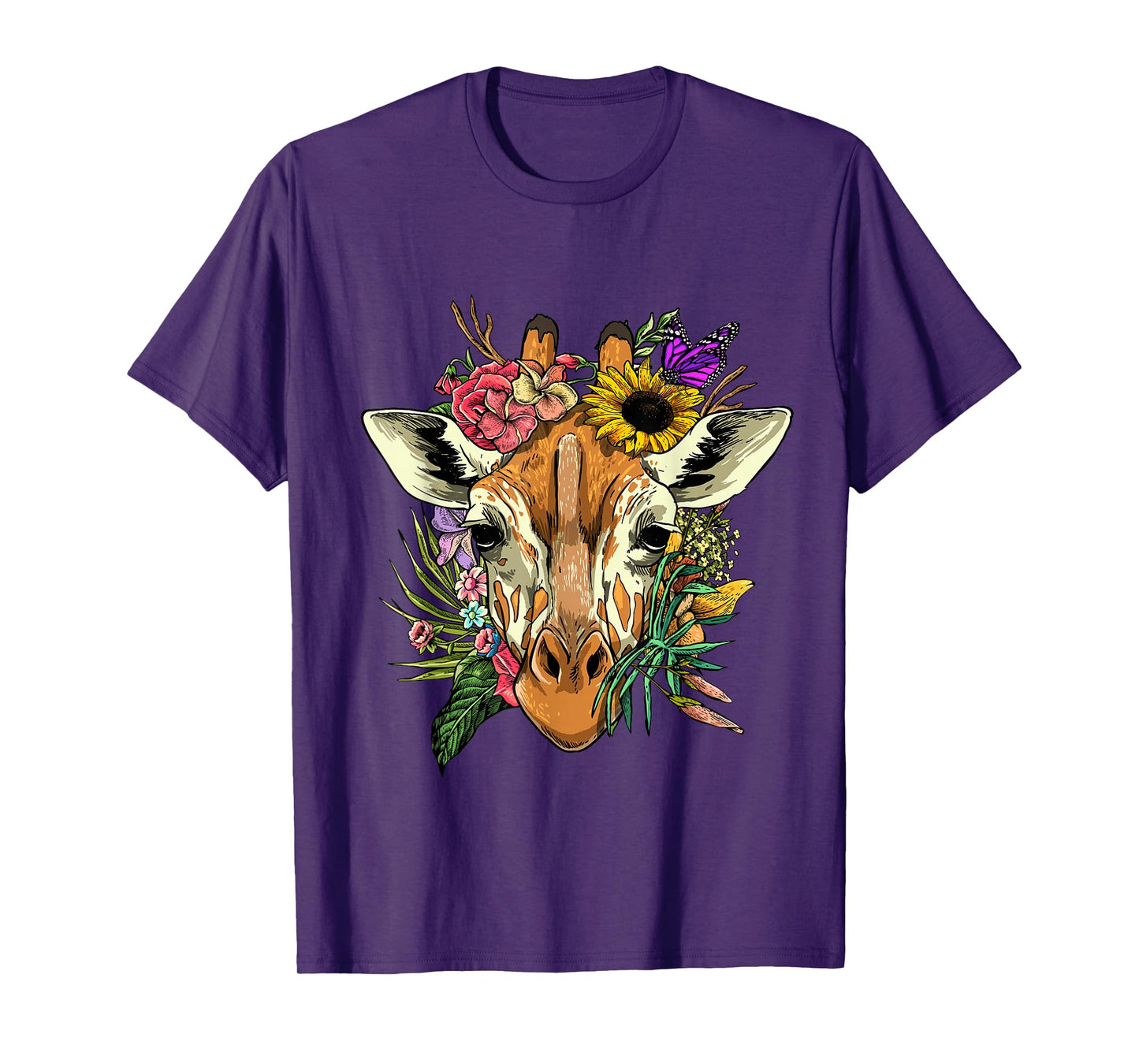 Floral Giraffe Shirt Nature Zoo Animal Face Giraffe Lover T-Shirt