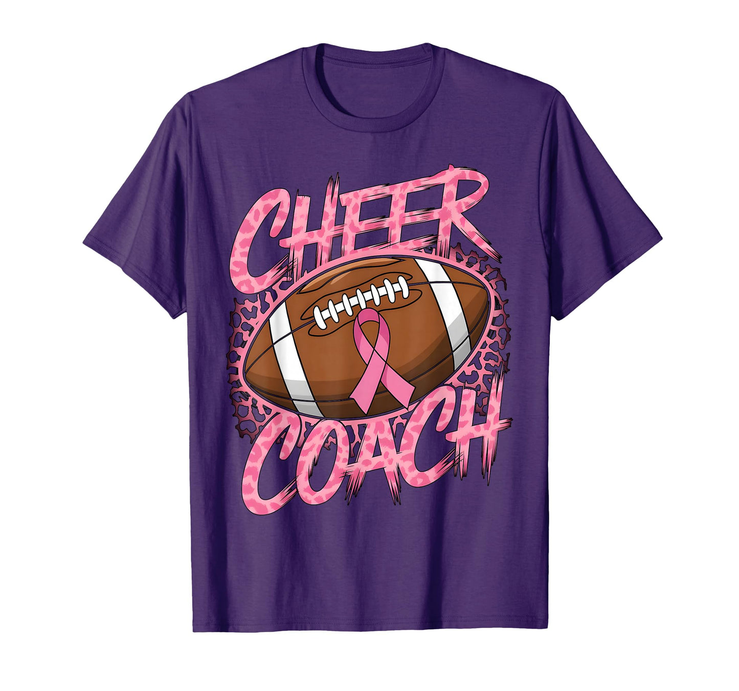 Football Cheer Coach Pink Ribbon Breast Cancer Awareness T-Shirt