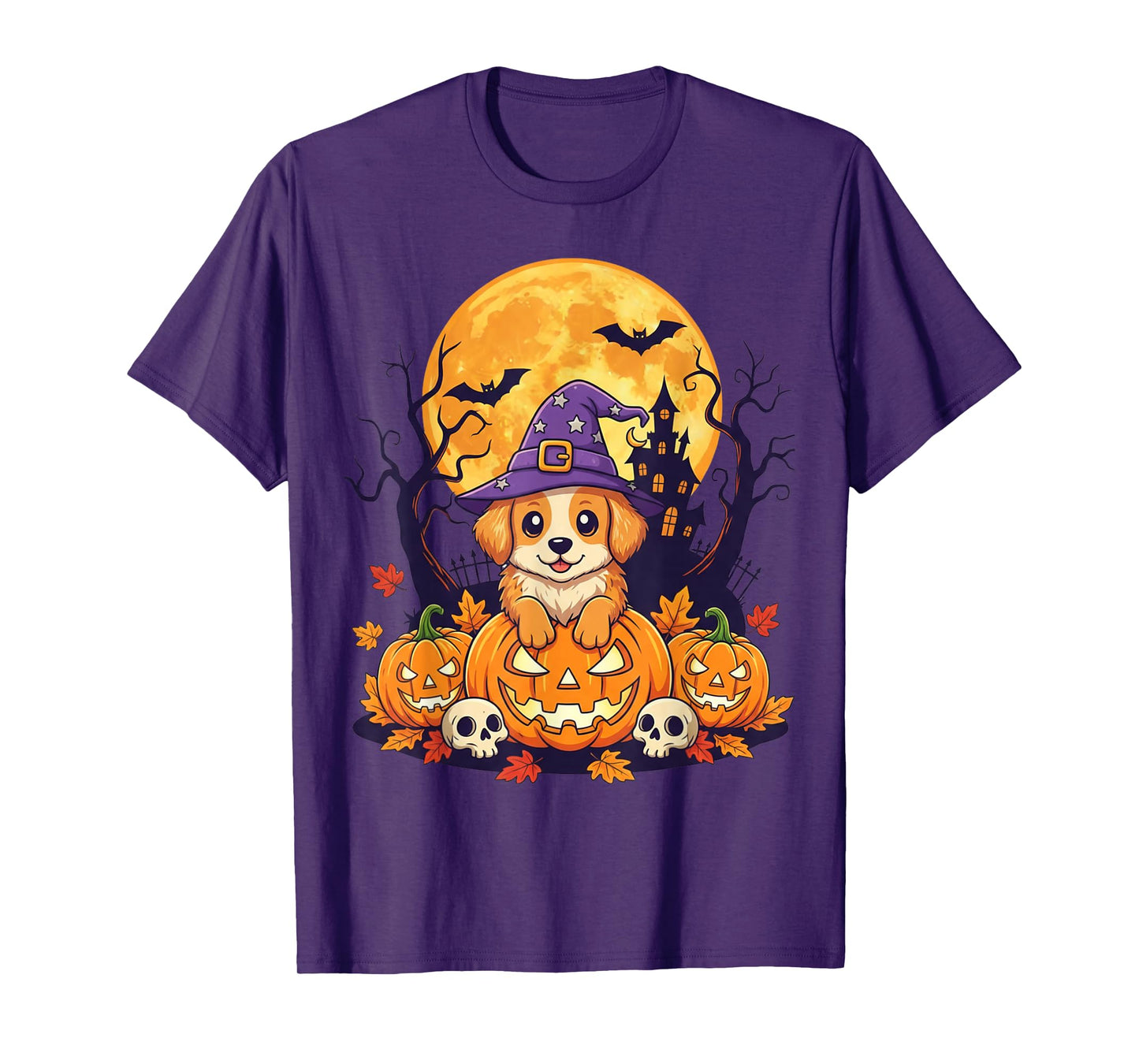 Halloween Dog Cute Puppy Costume Pumpkin Vintage Autumn T-Shirt