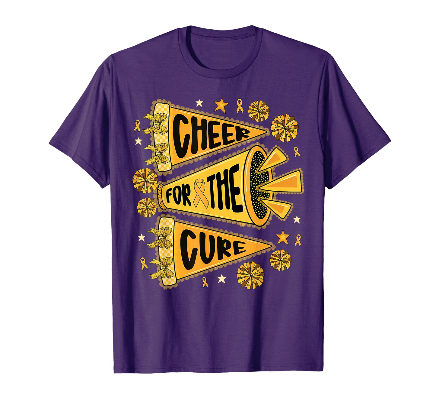 Cheer for The Cure Pennant Cheer Childhood Cancer Awareness T-Shirt