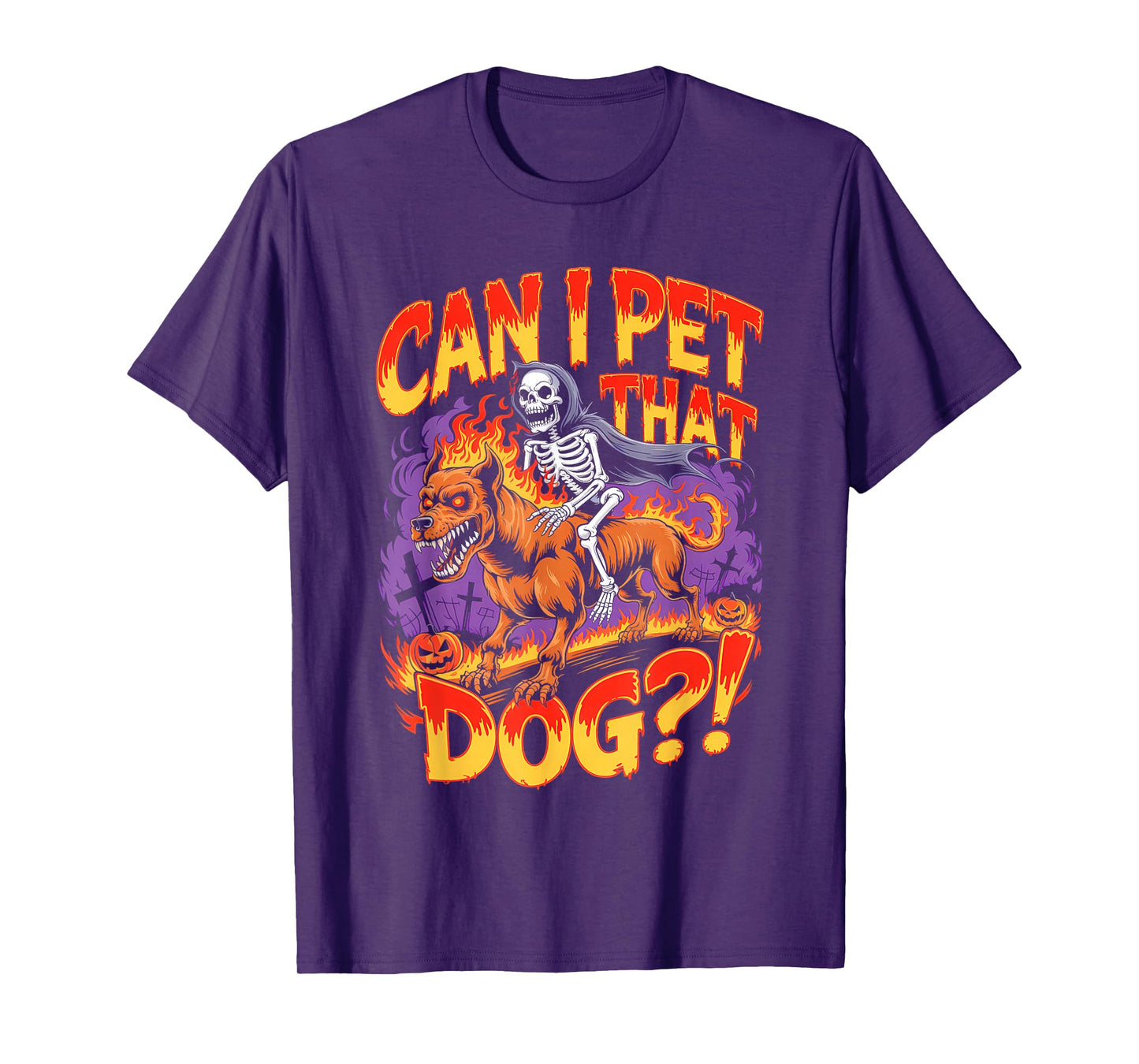 Can I Pet That Dog?! Funny Skeleton Halloween Bootleg T-Shirt