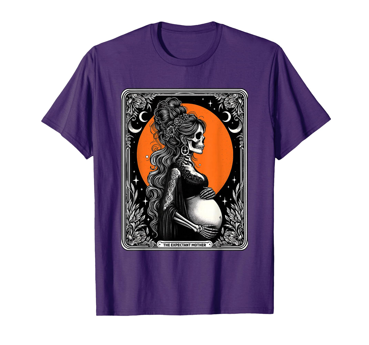 Tarot Card Skeleton Expectant Mother Pregnancy Announcement T-Shirt