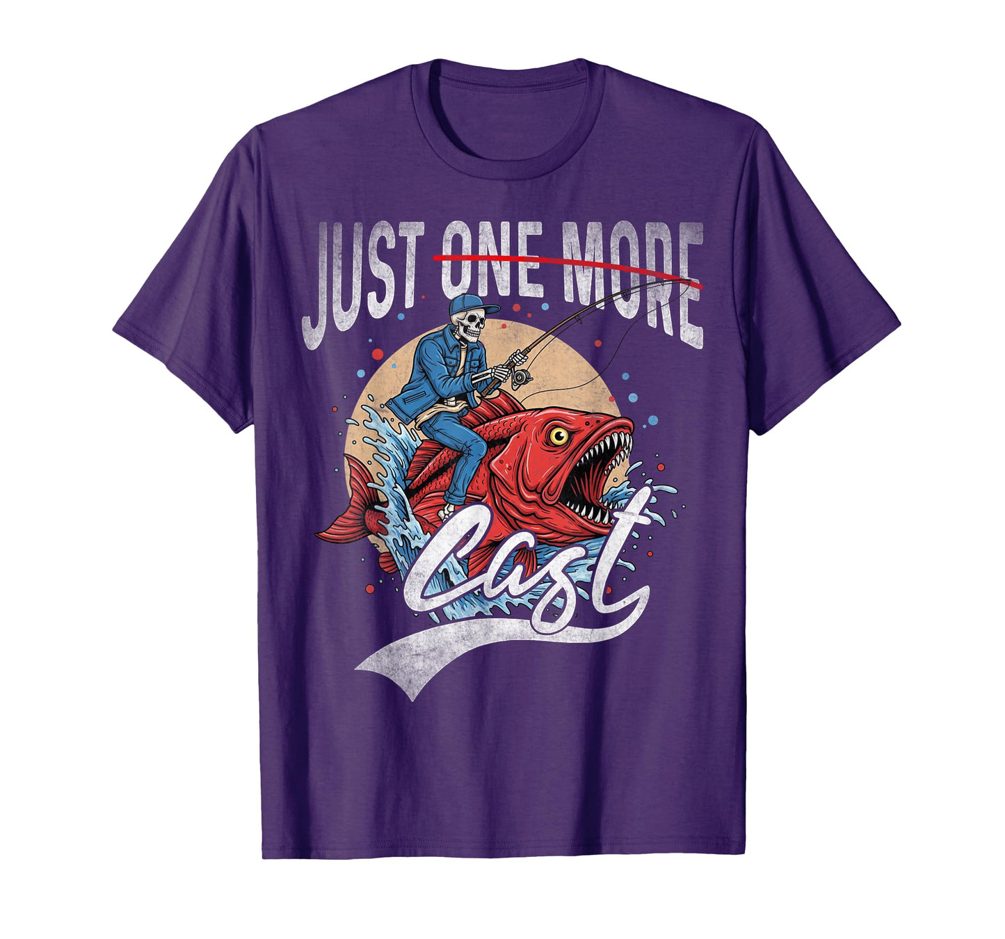 Skeleton Fishing Just One More Cast Fishing Lovers Design T-Shirt