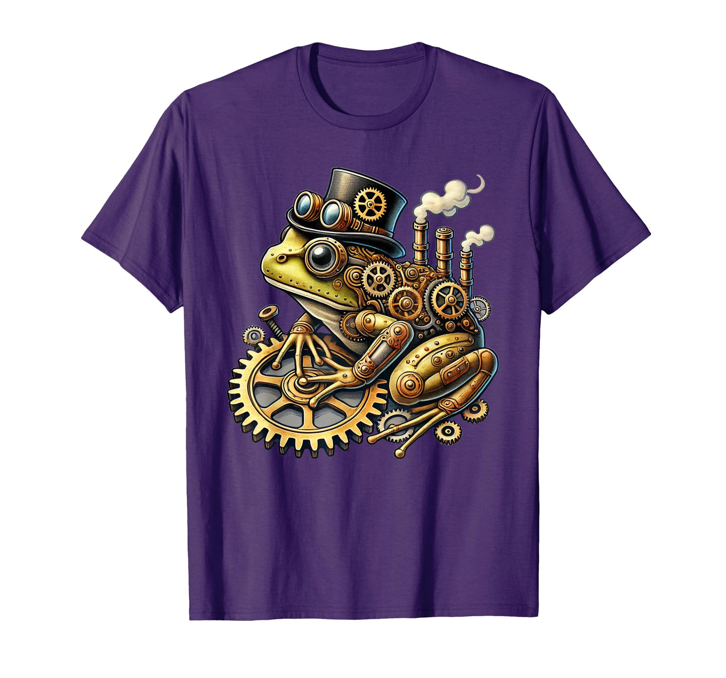 Steampunk Frog Fantasy Apparel Steampunk Frog Art T-Shirt - Unisex-Adults & Kids - Black - Small - Short Sleeve - Cotton Blend - Machine Wash