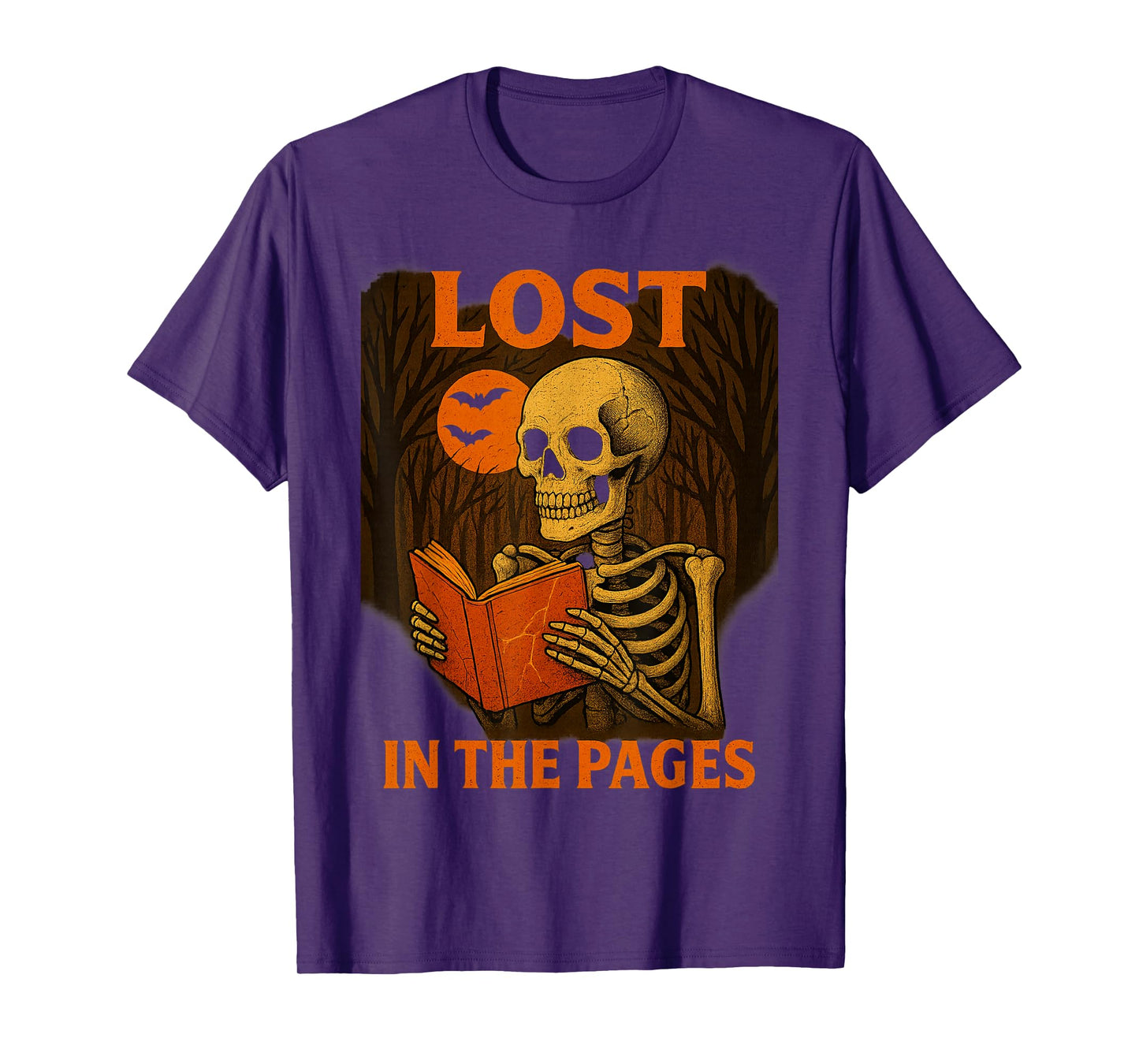 Halloween Skeleton Reading Lost in The Pages Book T-Shirt