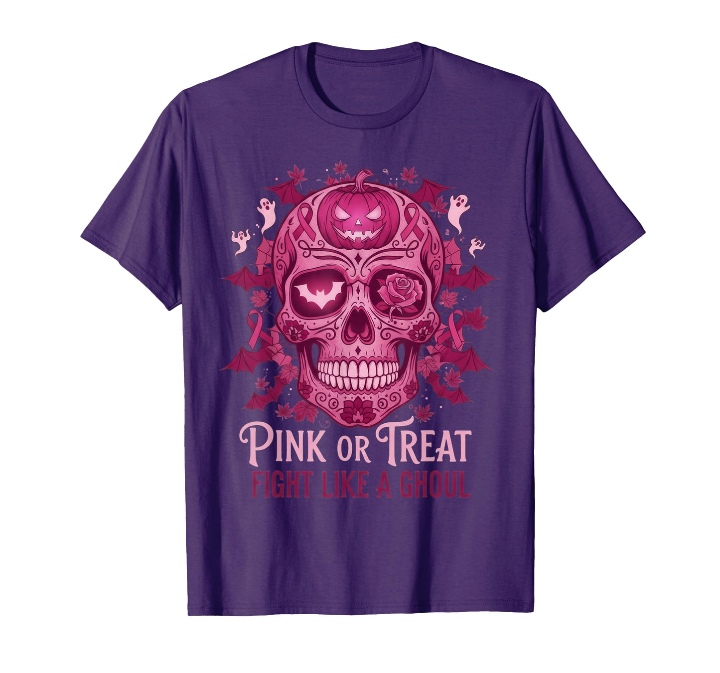 October Pink, Halloween Breast Cancer Awareness Ribbon T-Shirt