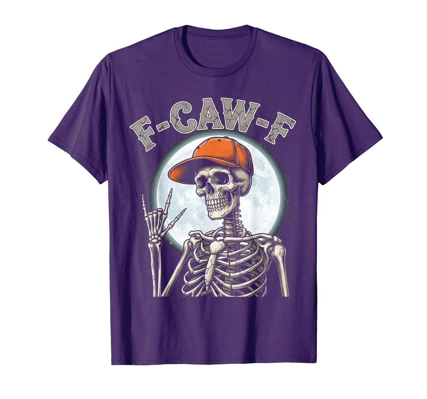 Funny Rocker Skeleton F Caw F Halloween Punk Rock Men Women T-Shirt
