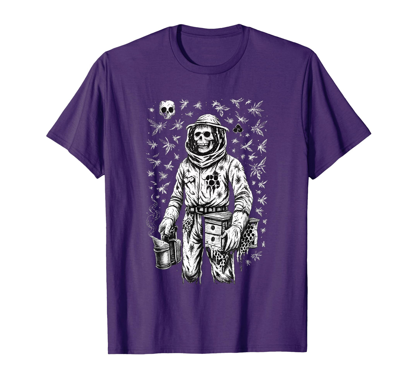 Skeleton Beekeeper Halloween Creepy Horror Bee Skull T-Shirt