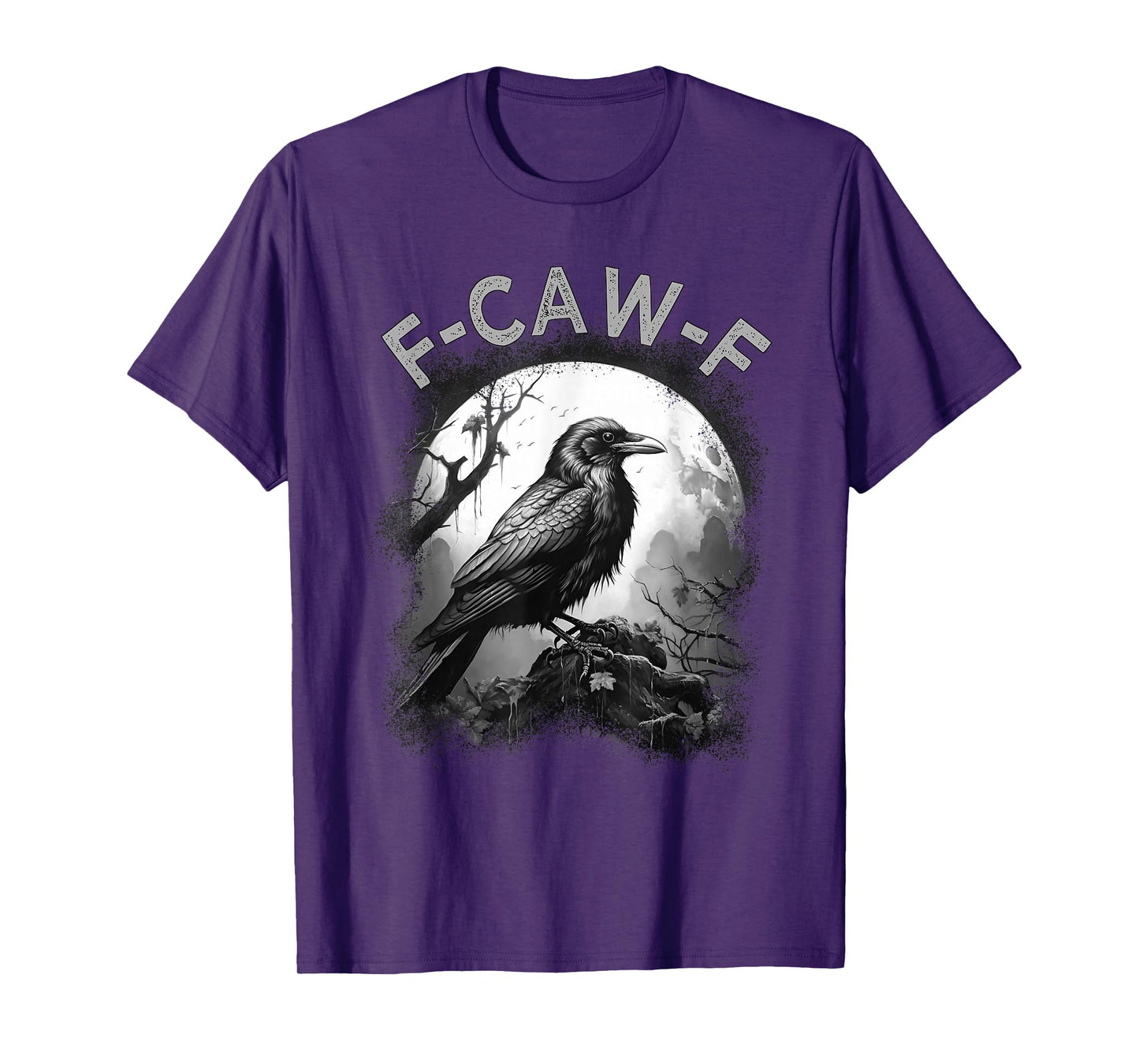Black Crow, F-Caw-F Black Bird Moon Gothic Funny Adult Humor T-Shirt