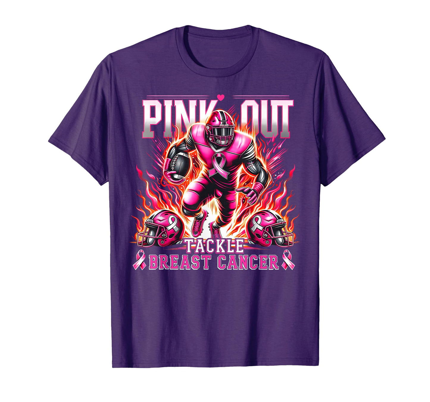Football Pink Out Tackle Breast Cancer Awareness Men Women T-Shirt