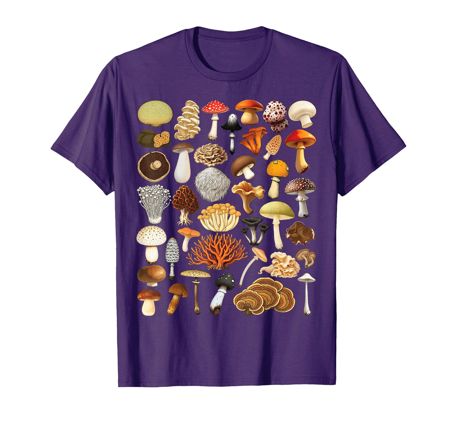 Types of Mushrooms Mycology Fungi Foraging Mushroom Lovers T-Shirt