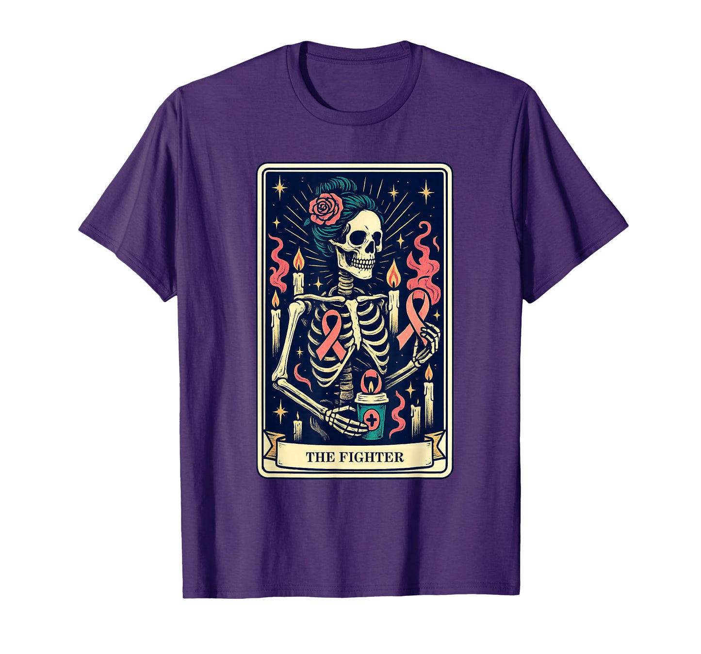Pink Ribbon The Fighter Tarot Card Awareness T-Shirt
