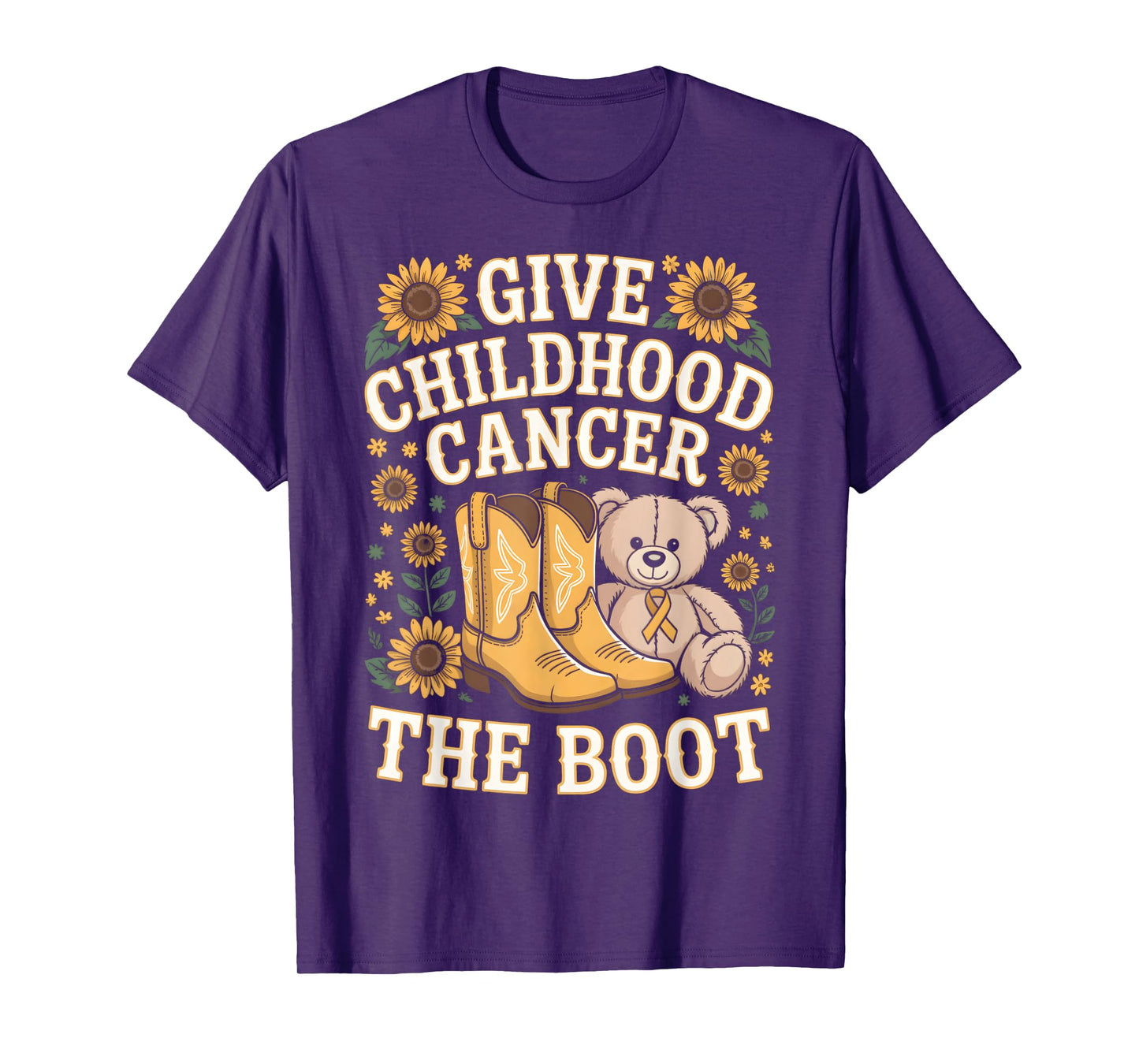 Childhood Cancer Awareness Shirt – Gold Ribbon Sunflower T-Shirt