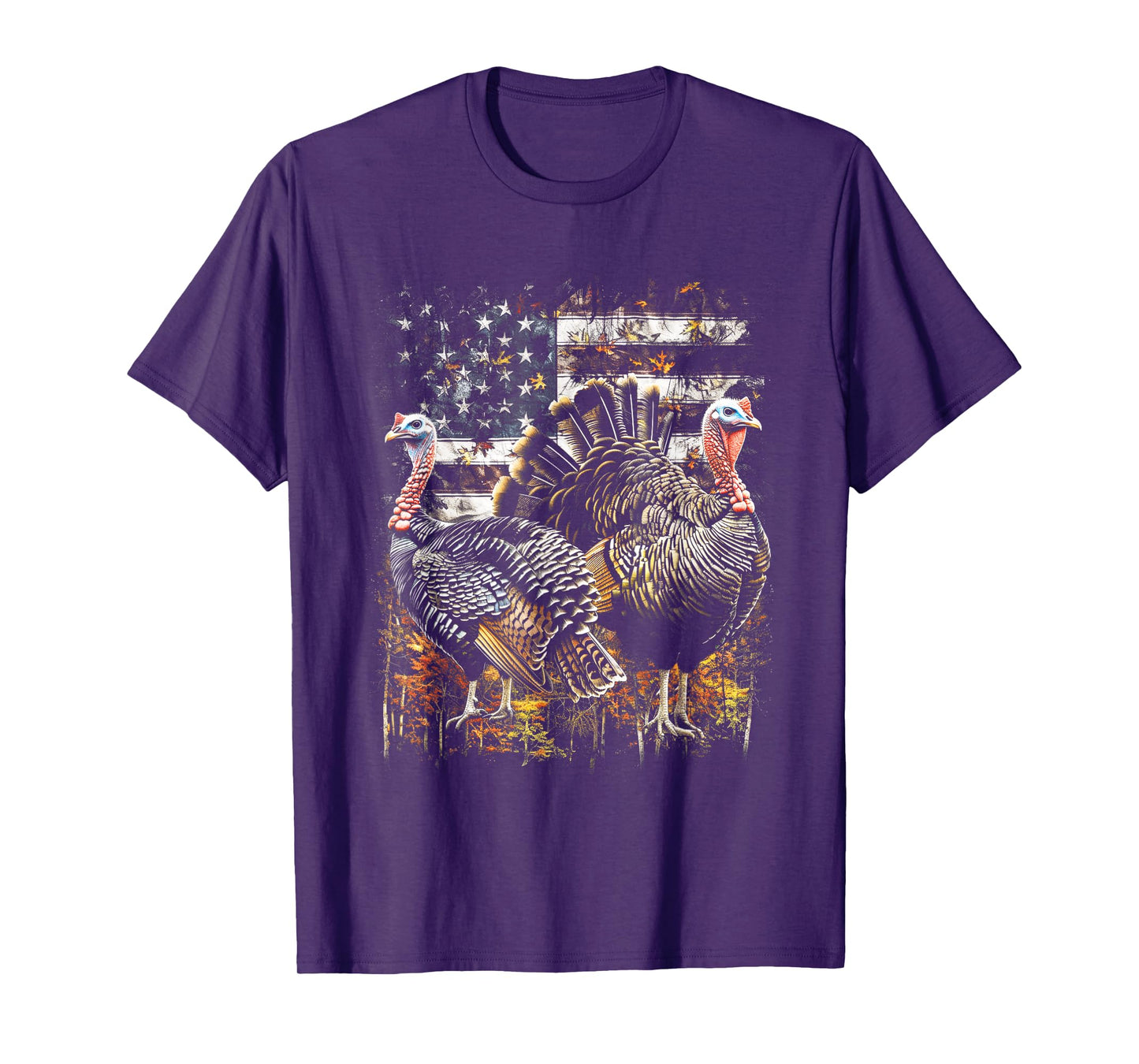 Beautiful Wild Turkey Hunting Camo American Flag T-Shirt