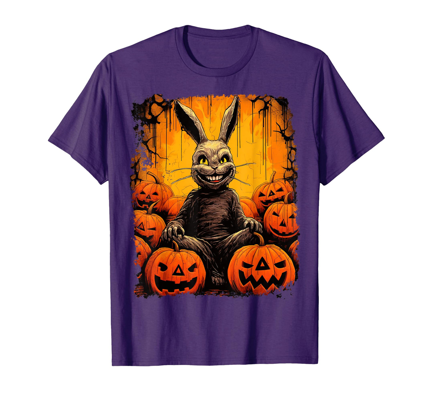 Pop Art Colorful Bunny Rabbit Halloween Pumpkin T-Shirt