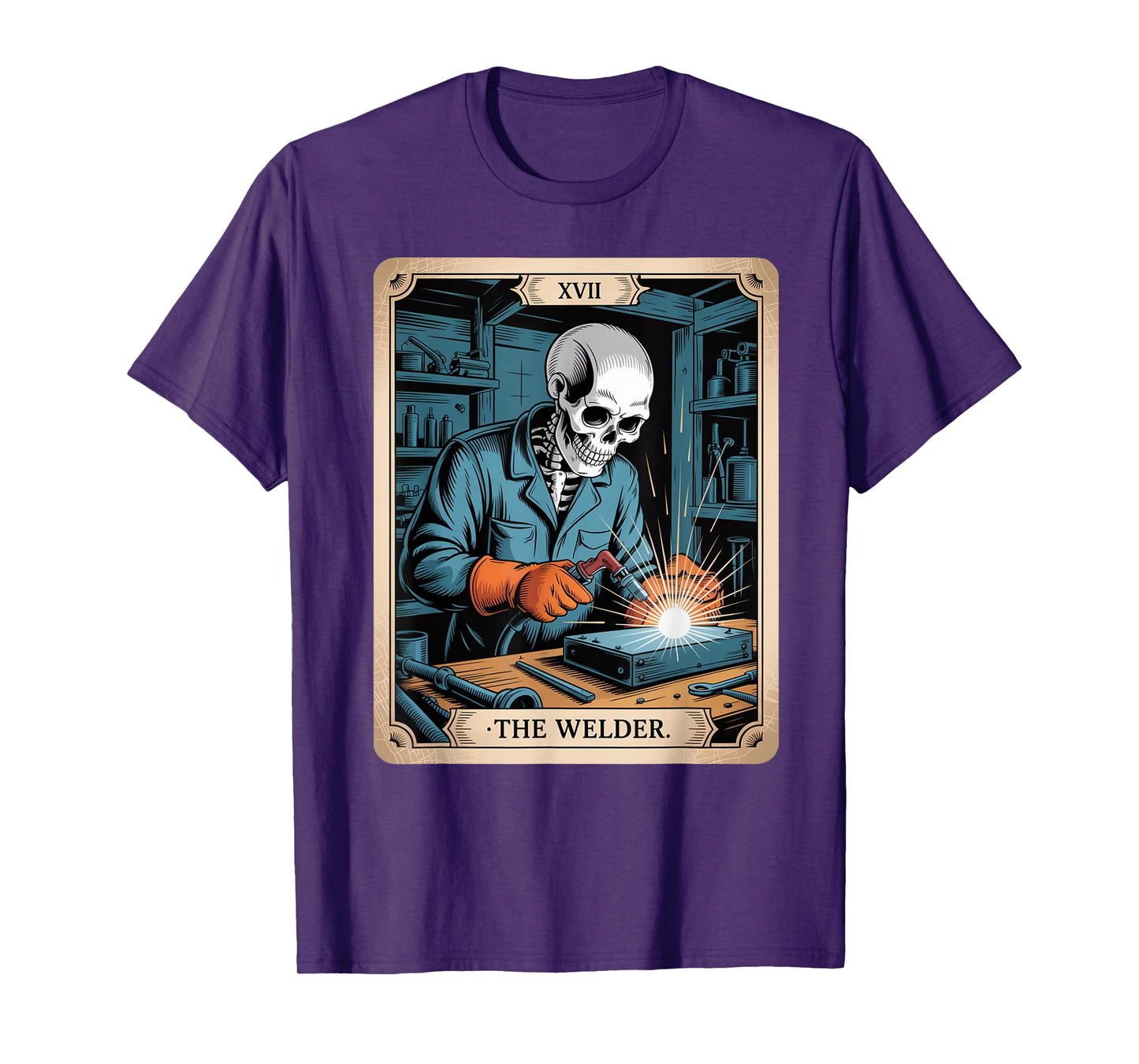 The Welder Welding Tarot Card Skeleton Funny for Men T-Shirt