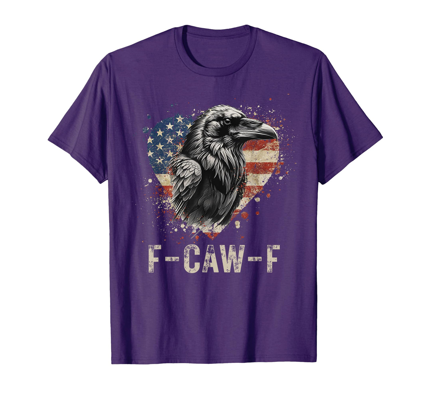F-Caw-F Black Crow Black Bird Heart USA Flag Vintage T-Shirt