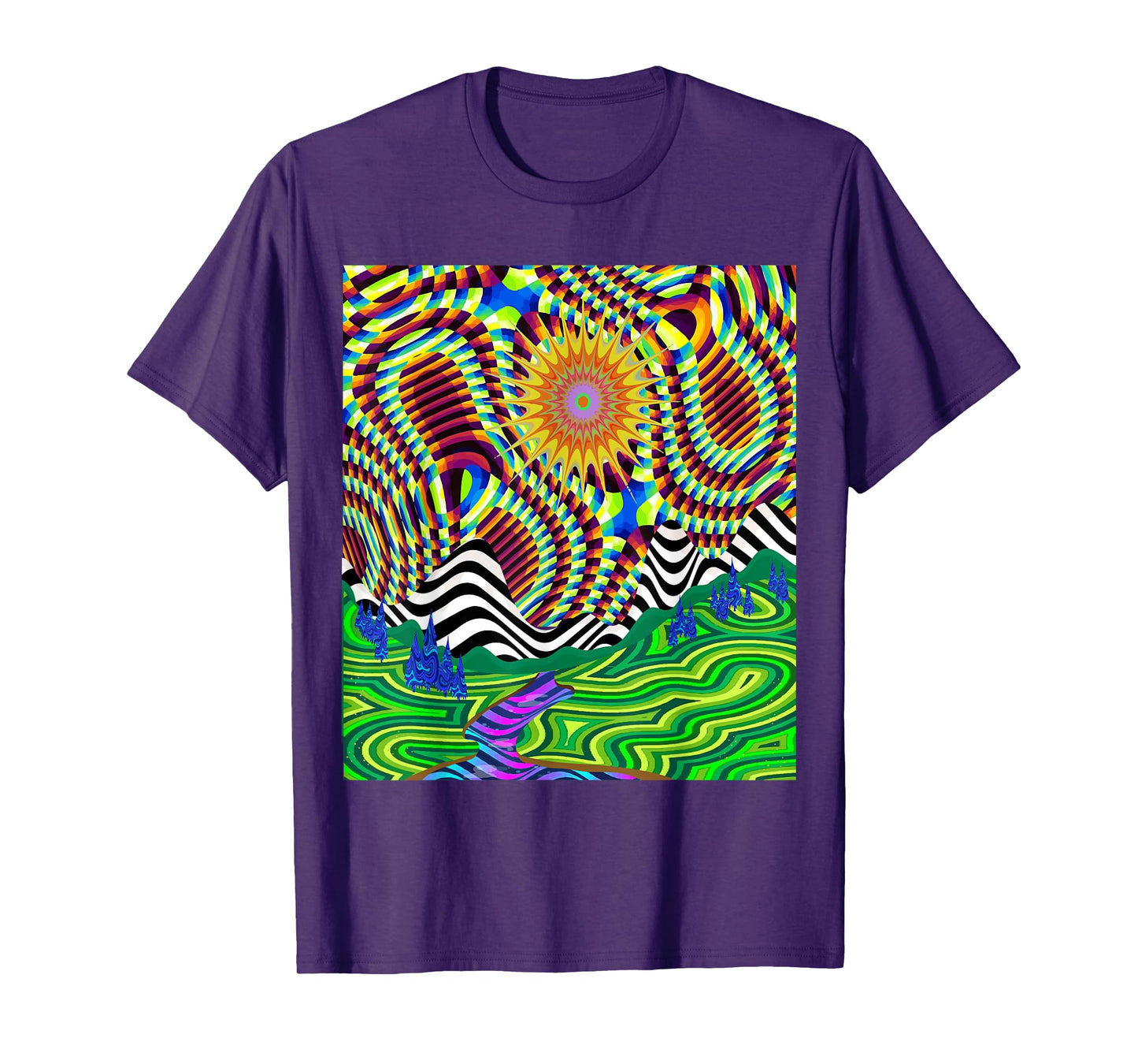 Psychedelic Trippy Mountain Funny Hippie Nature Lover Outfit T-Shirt