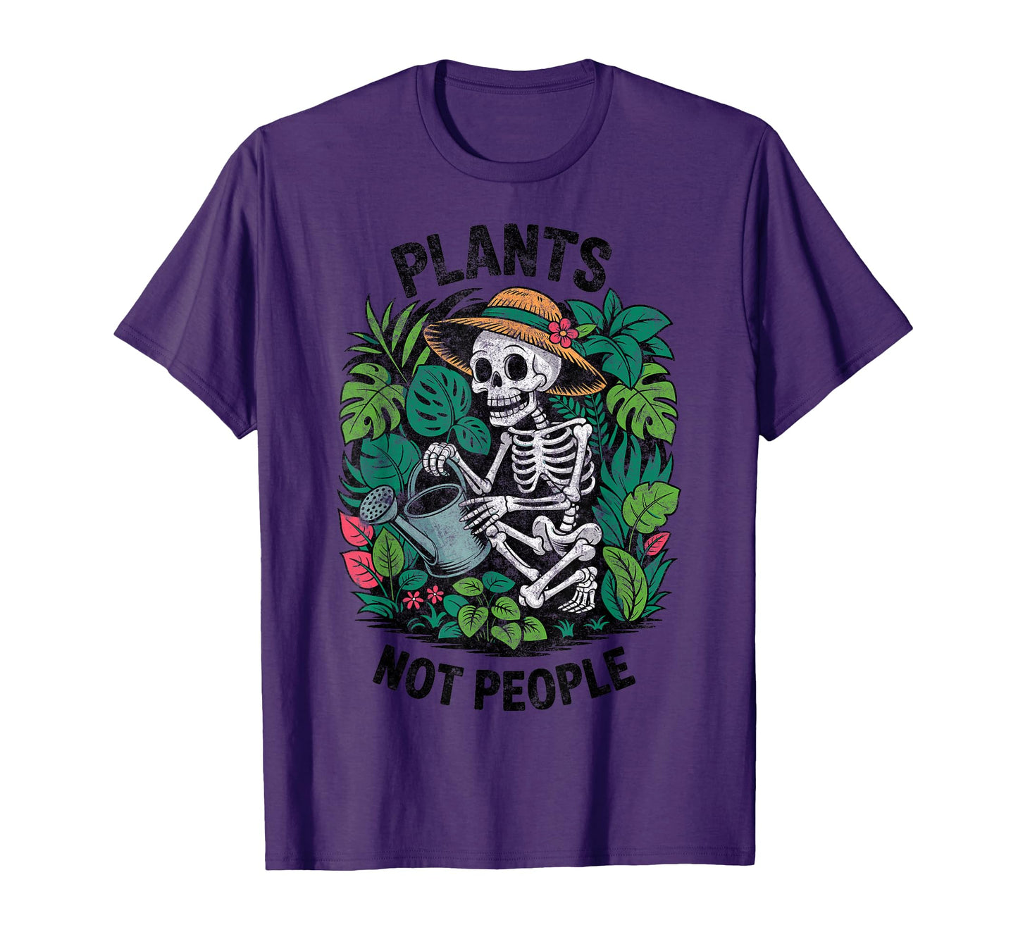 Plants Not People Skeleton Gardening Planting Plant Lover T-Shirt