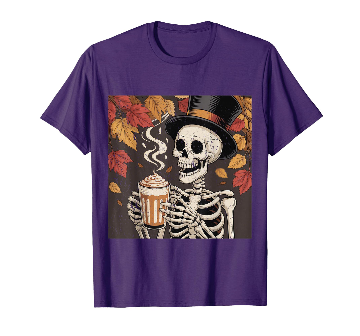 Vintage Halloween Skeleton Pumpkin Spice Latte Syrup Creamer T-Shirt