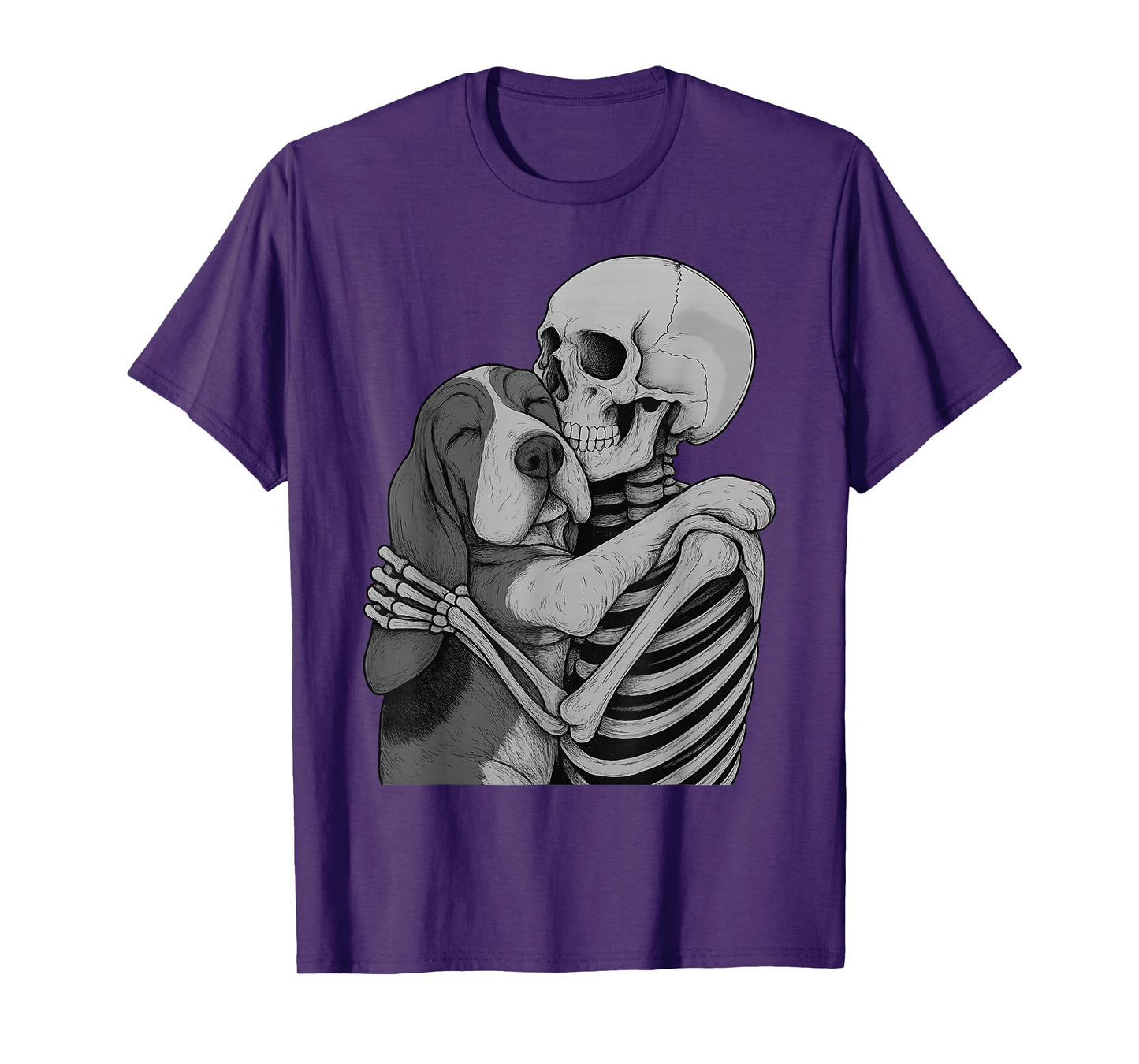 Basset Hound Skeleton Hug Halloween Dog Lover T-Shirt