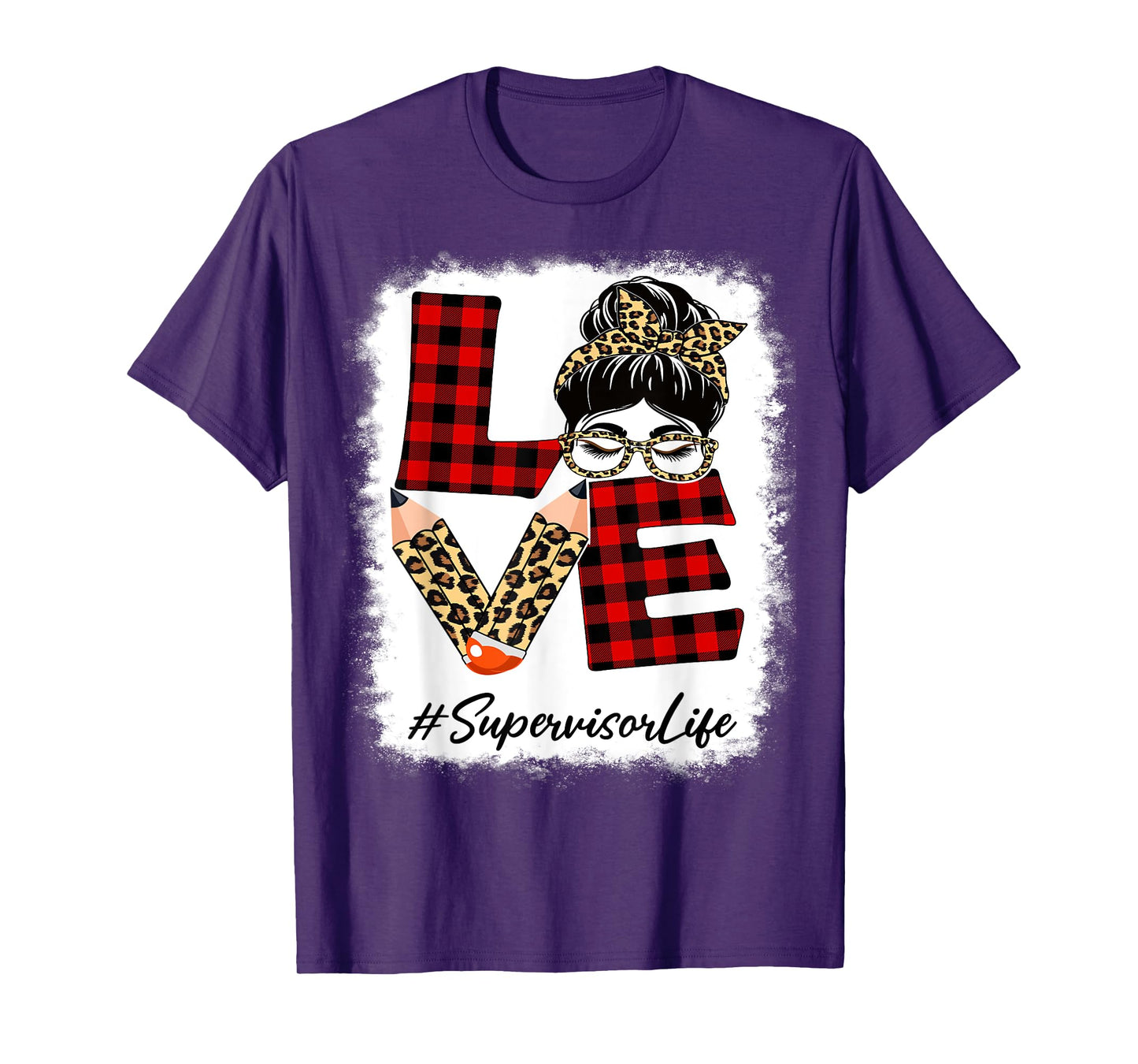 Supervisor Love Messy Bun Leopard Buffalo Back To School T-Shirt