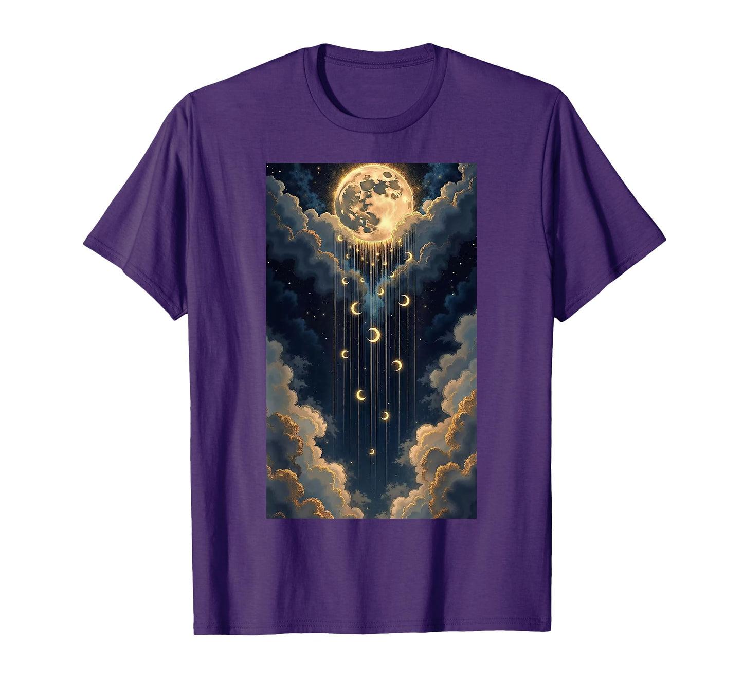 Magical Waterfall Crescent Moon Nature Landscape T-Shirt