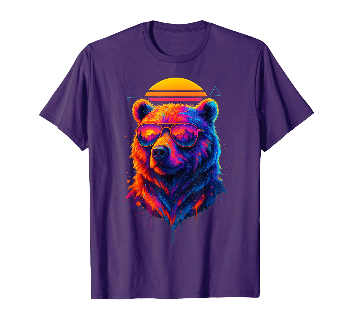 Retro Bear Wearing Sunglasses Wildlife Graphic Colorful Bear T-Shirt