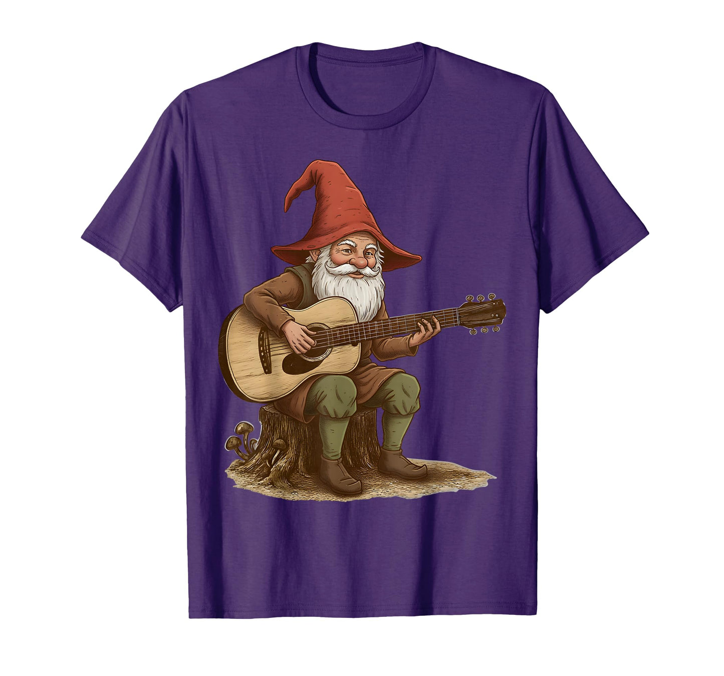 Cute Gnome Playing Guitar Design for Music Fans T-Shirt