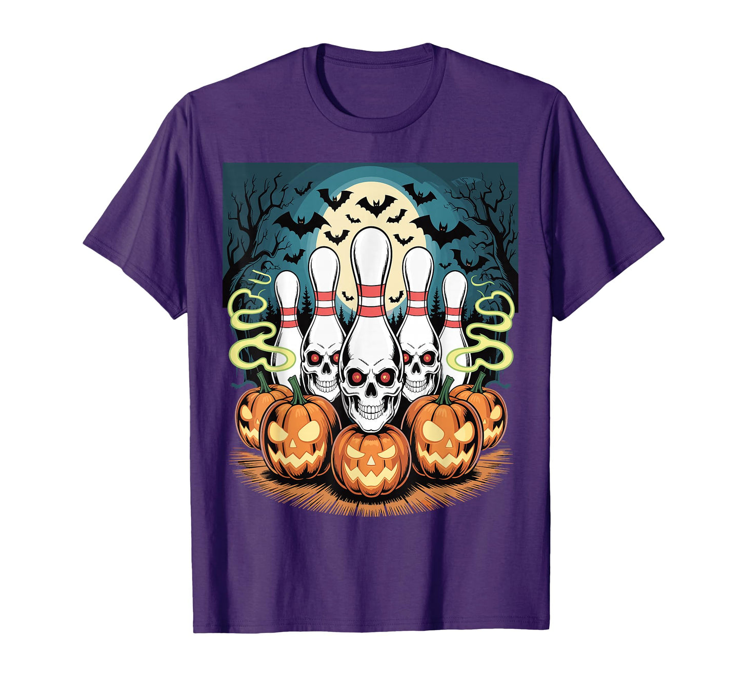 Bowling Pins Skeleton Spooky Halloween T-Shirt