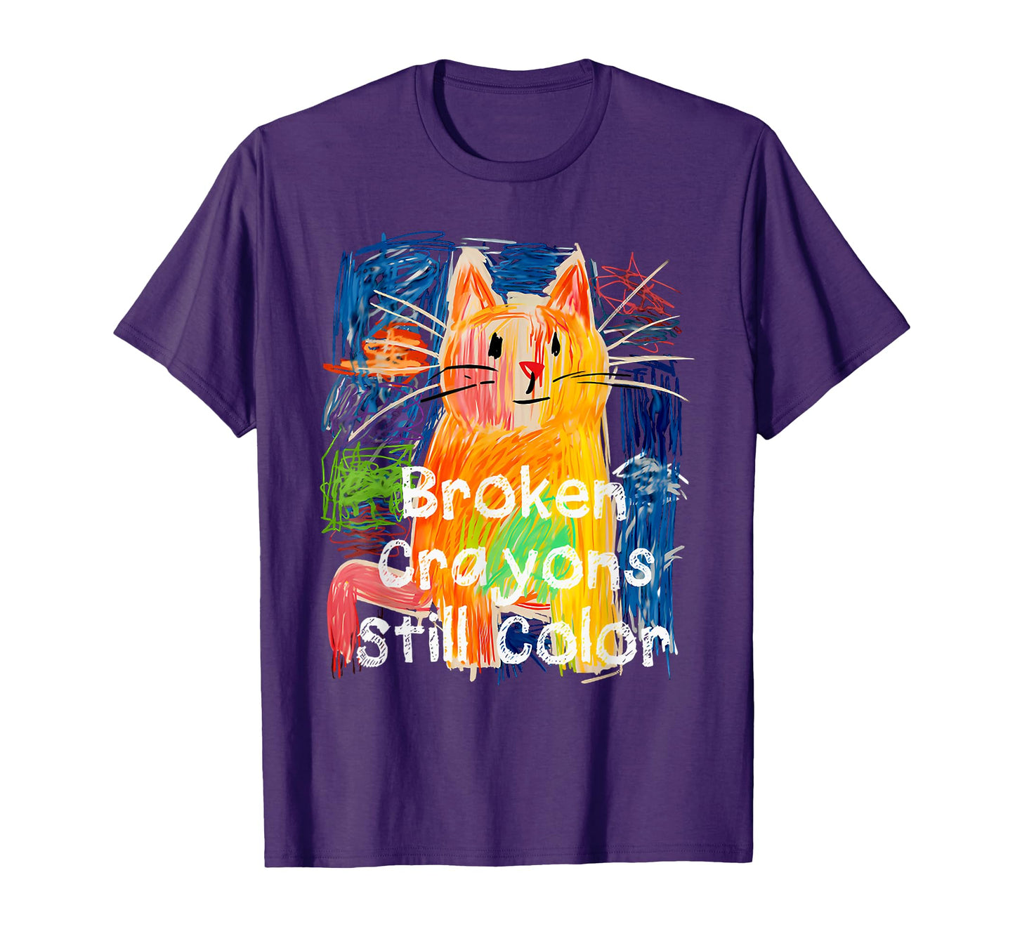 Broken Crayons Still Color Cat Teacher T-Shirt for Men Women Kids