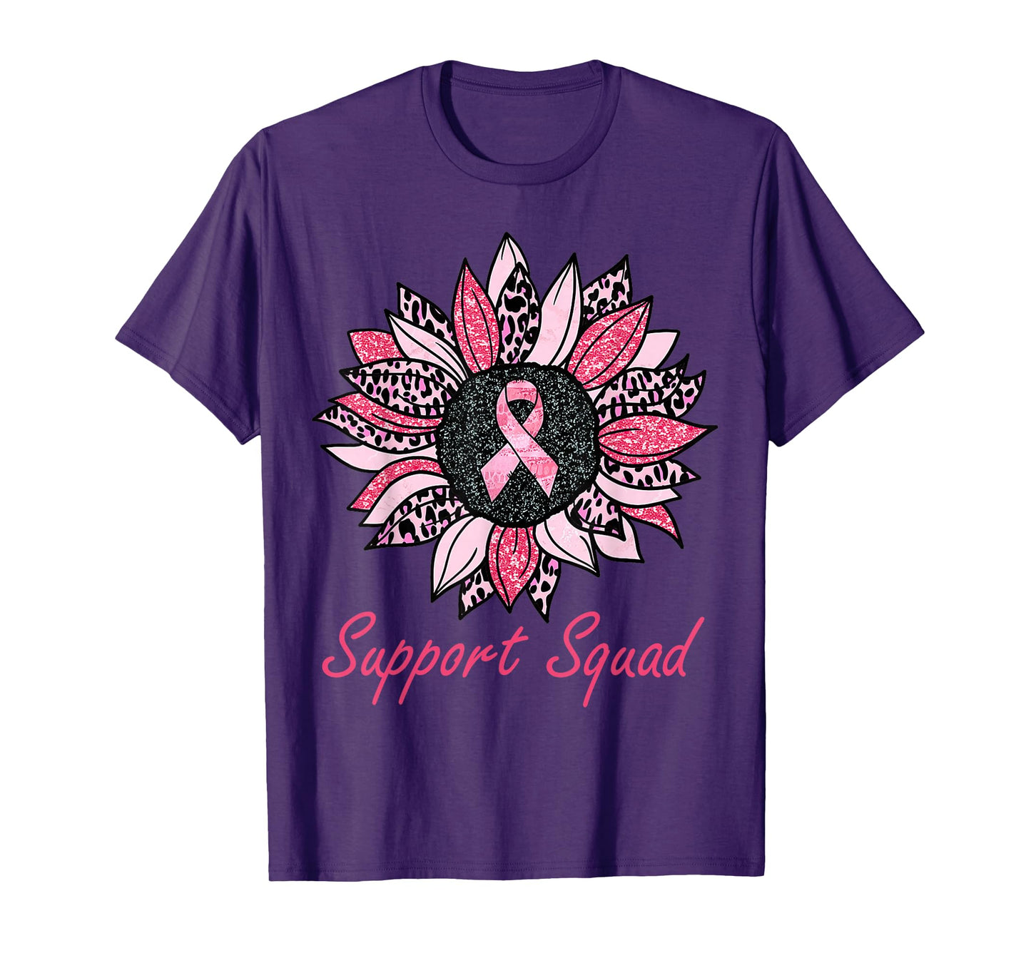 Sunflower Support Squad Breast Cancer Awareness Pink Ribbon T-Shirt