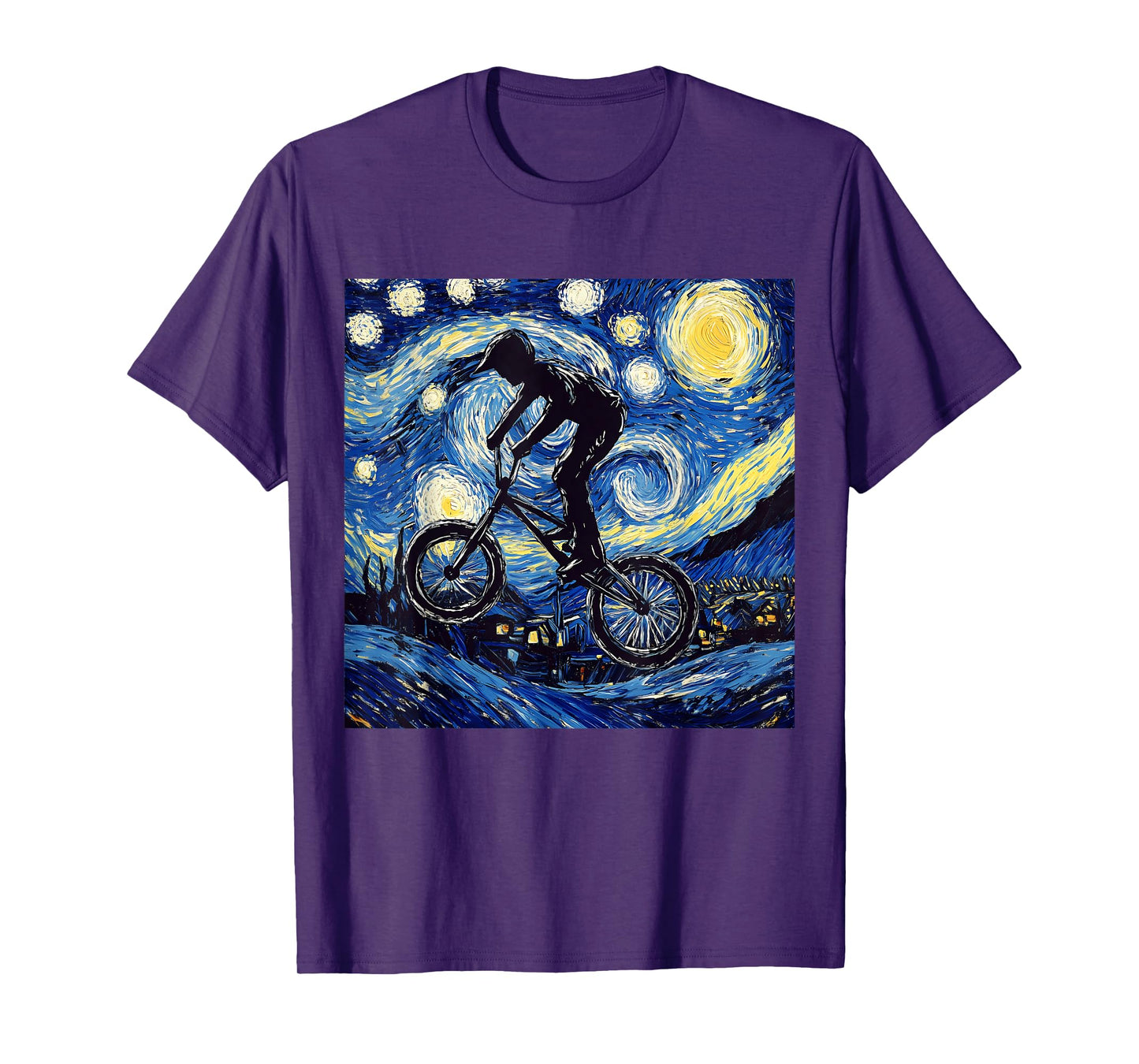 BMX Bike Rider Van Gogh Starry Night T-Shirt
