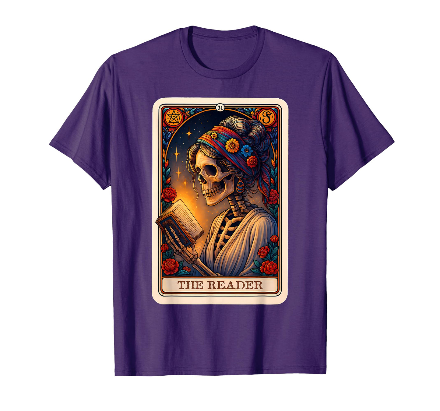 The Reader Skeleton Tarot Card Reading Book Girls Women T-Shirt
