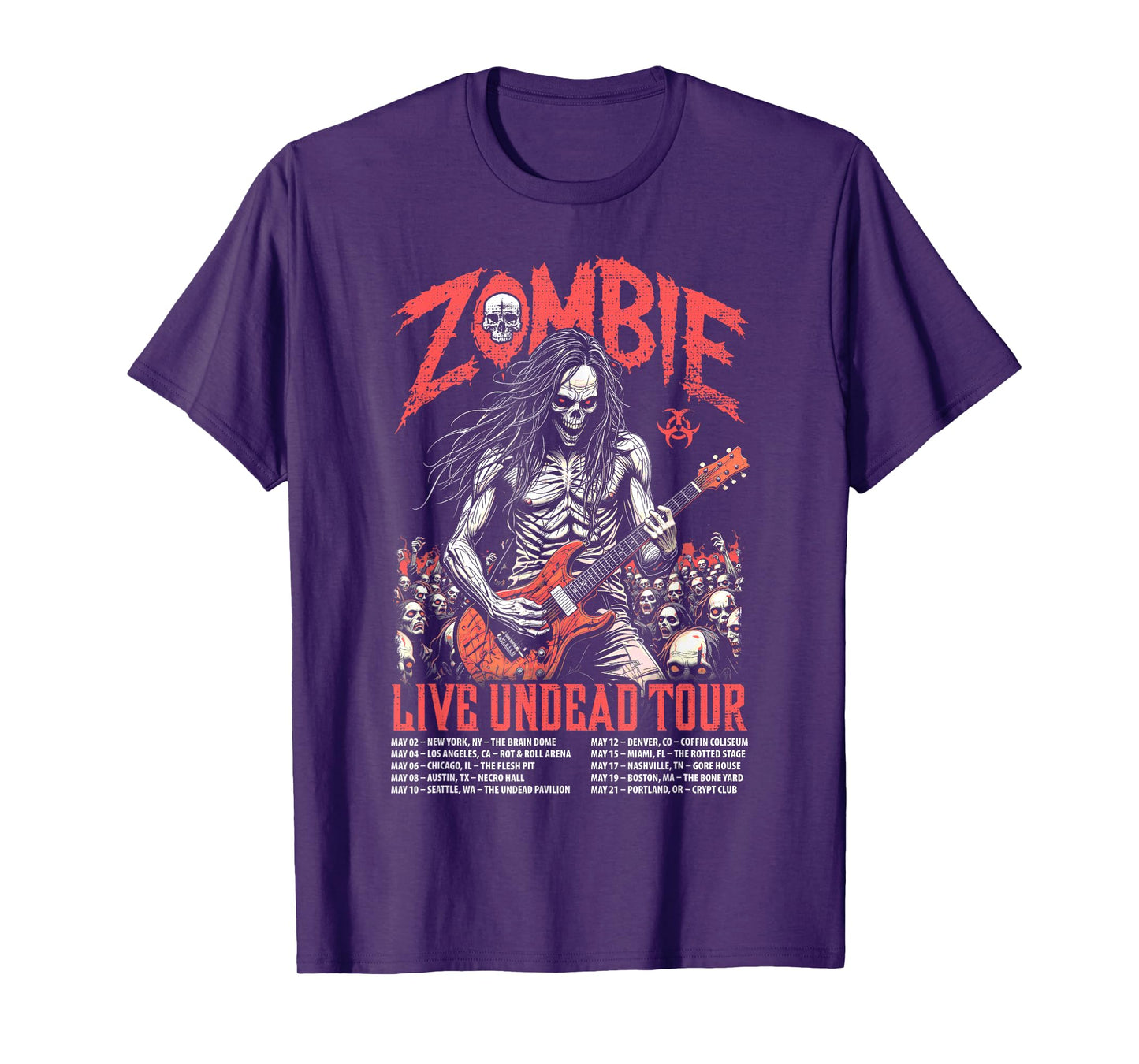 Guitar Guitarist Zombie Skeleton Live Undead Halloween Music T-Shirt