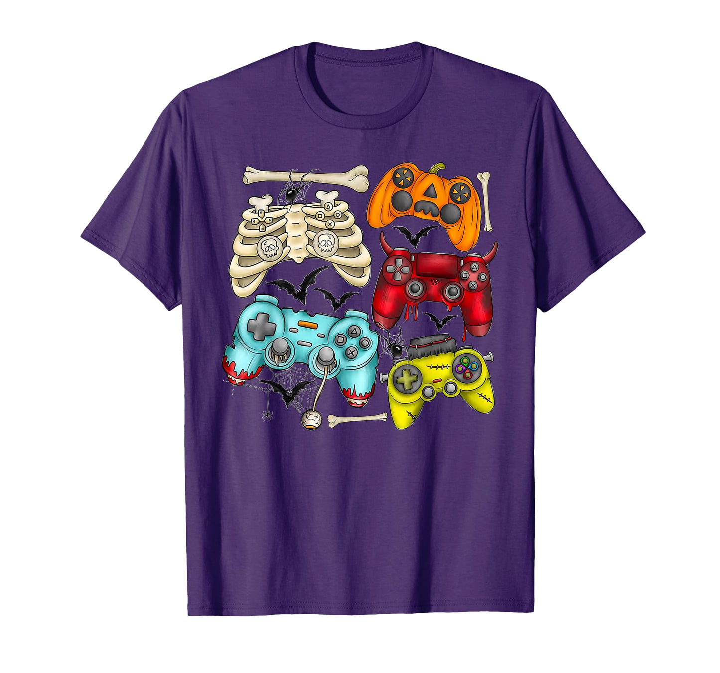 Halloween Skeleton Zombie Gaming Controllers Mummy Boys Kids T-Shirt