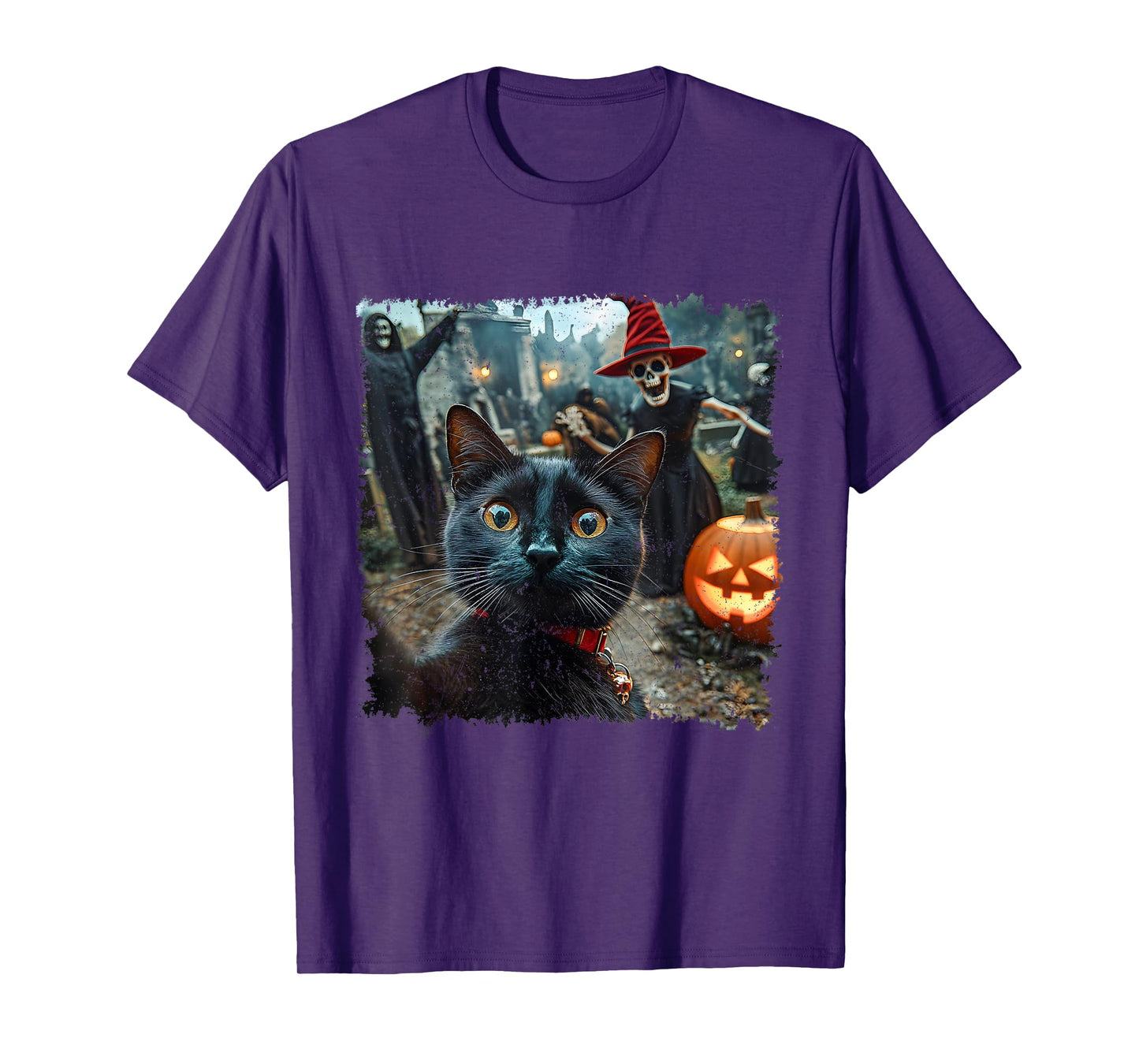 Black Cat Selfie Pumpkin Halloween Spooky Vibes T-Shirt