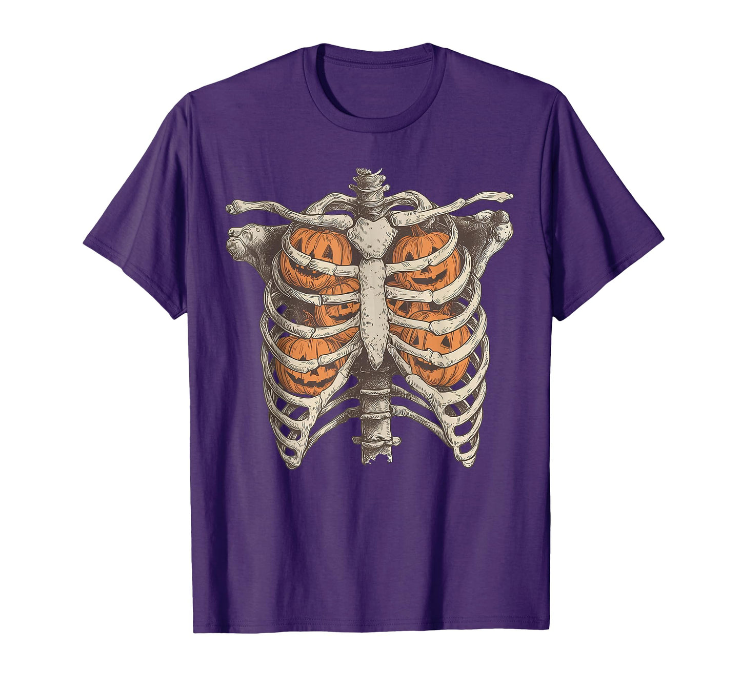 Skeleton Ribcage Pumpkin Spooky Season Halloween Costume T-Shirt