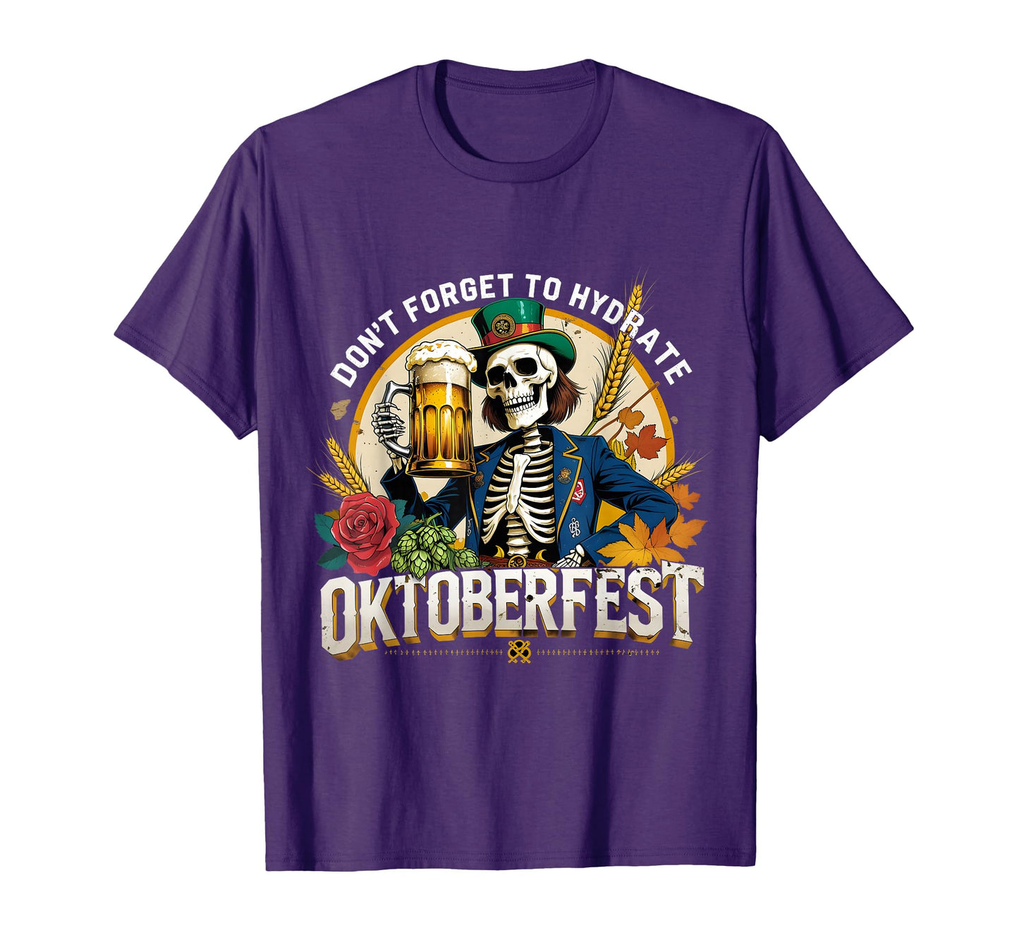 Oktoberfest Skeleton Funny Beer Drinking Hydrate T-Shirt